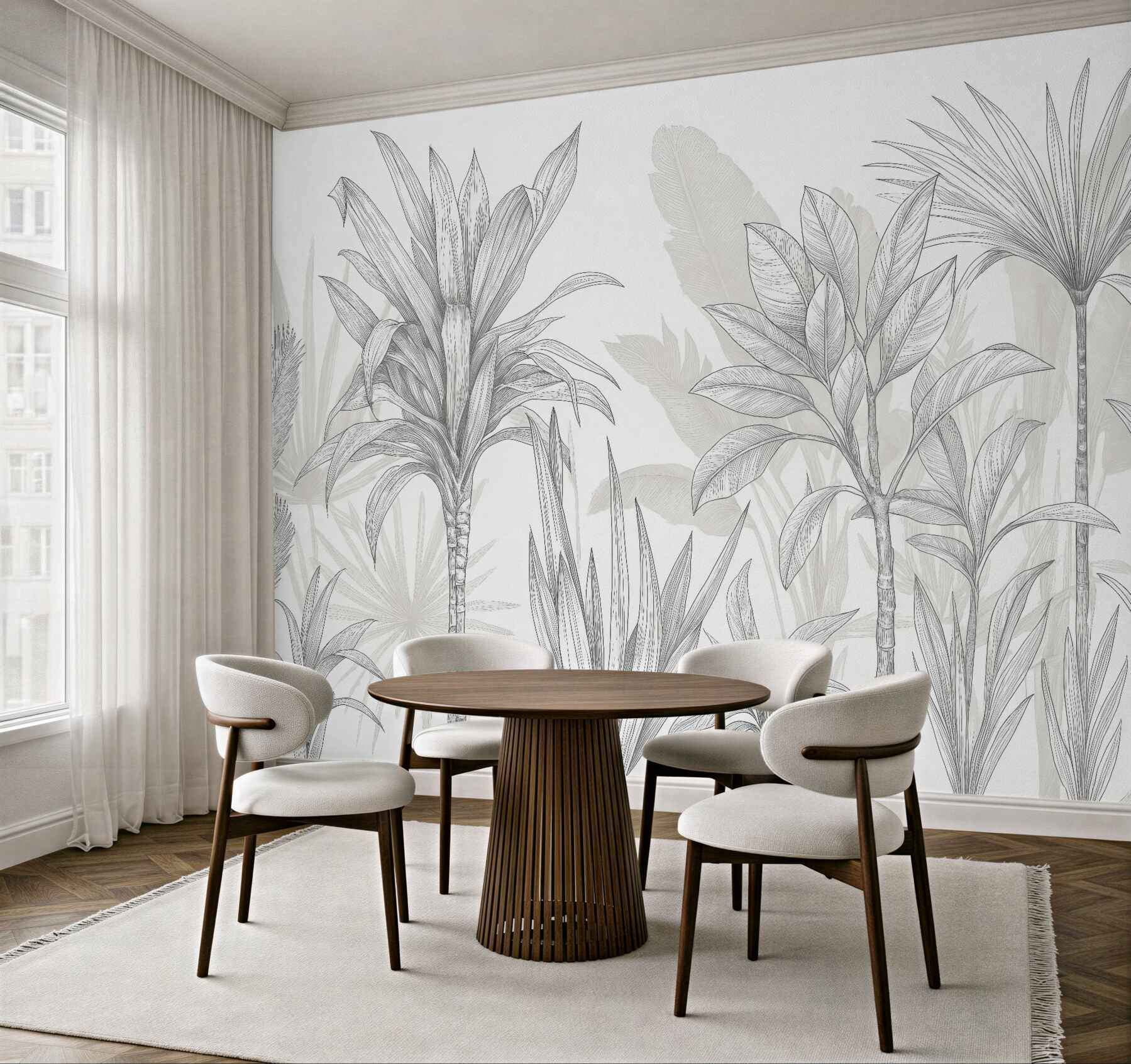 Fototapeta szkicowane palmy w minimalistycznym stylu