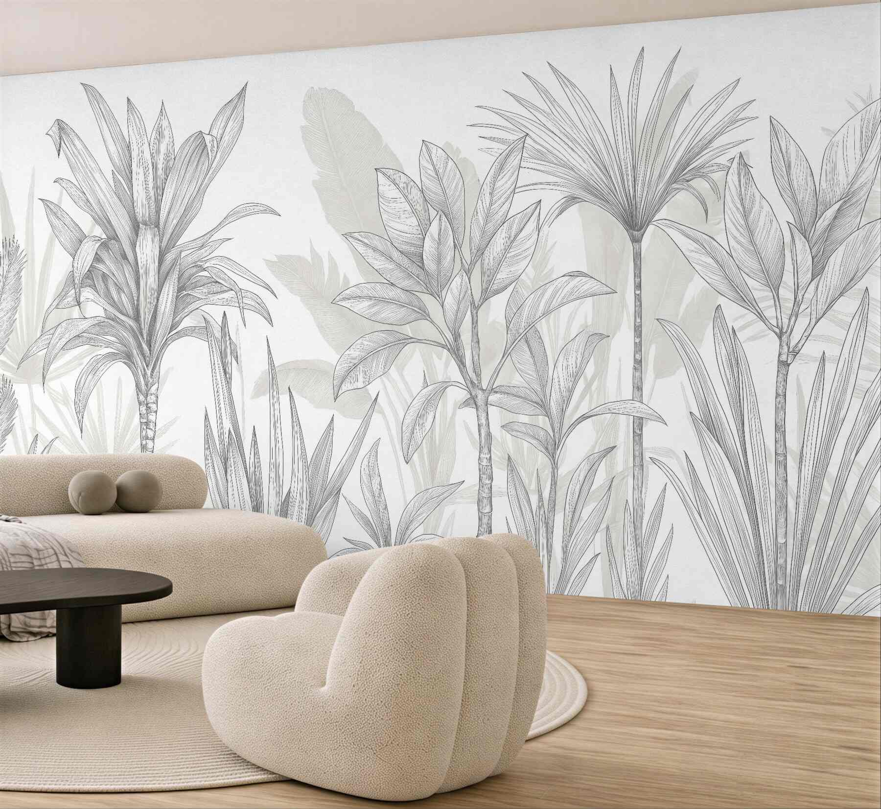 Fototapeta szkicowane palmy w minimalistycznym stylu