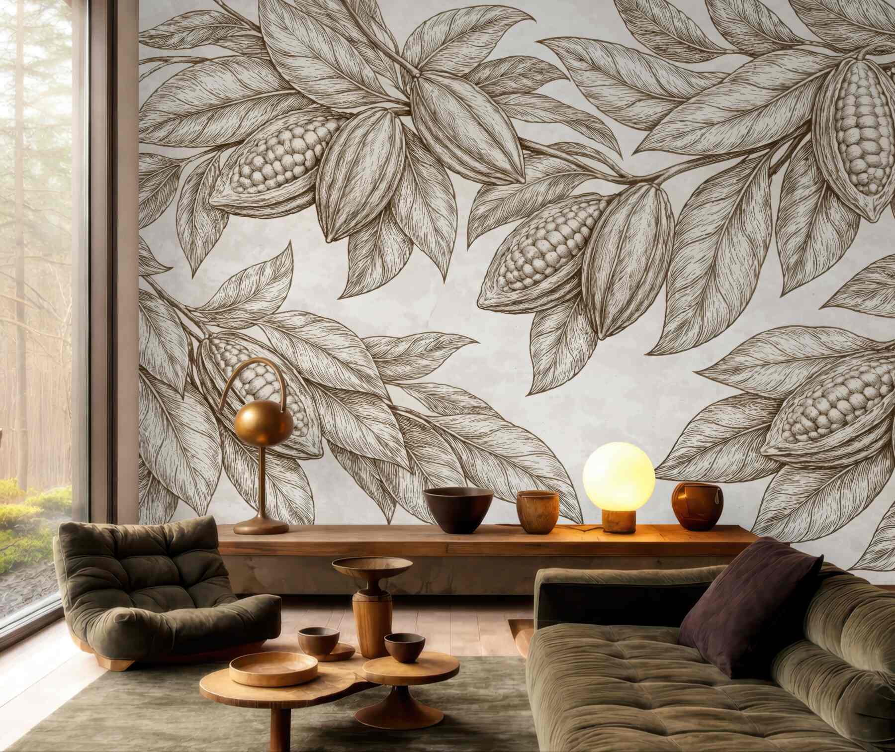 Fototapeta botaniczne kakao w sepiowej elegancji