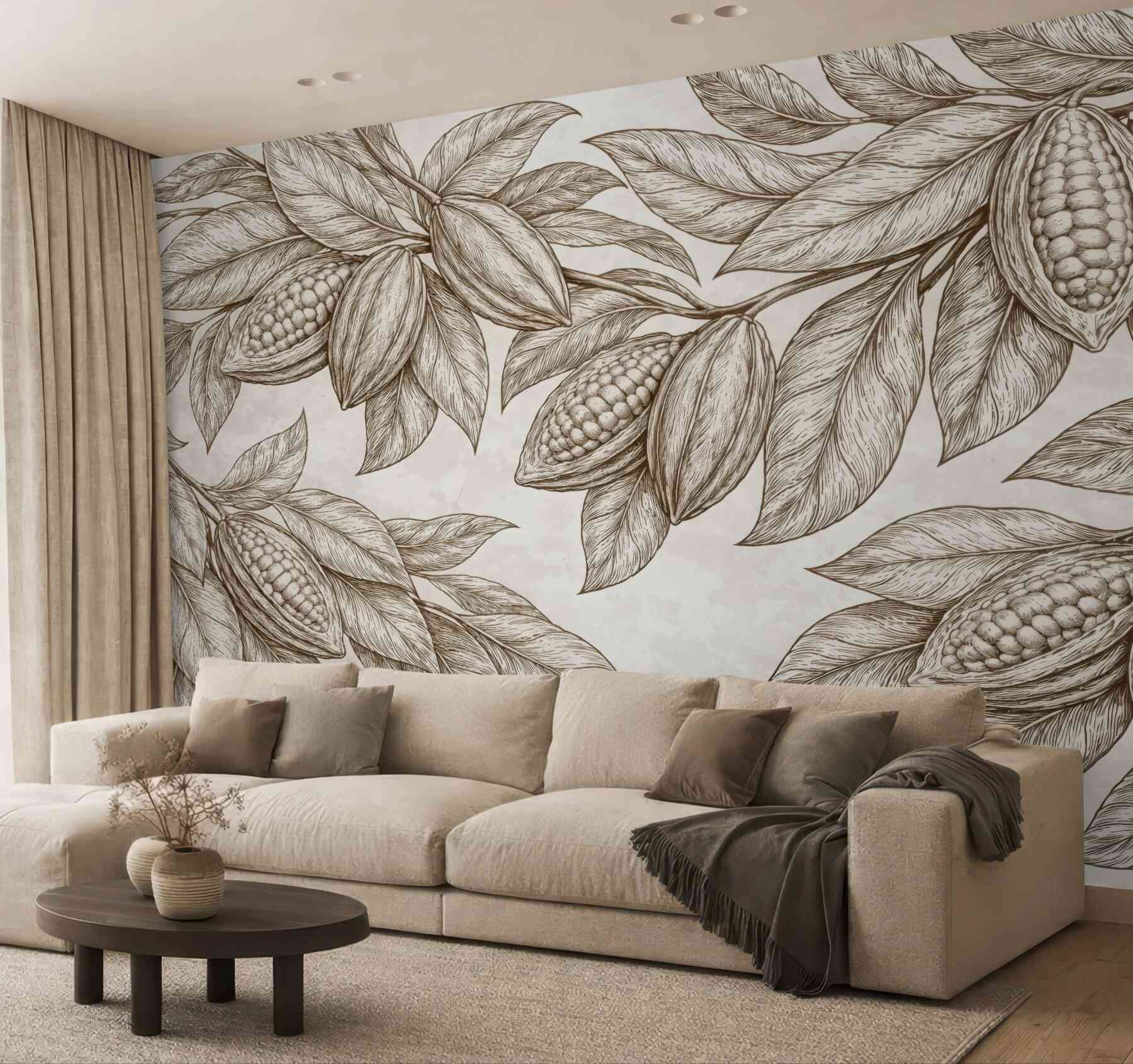 Fototapeta botaniczne kakao w sepiowej elegancji