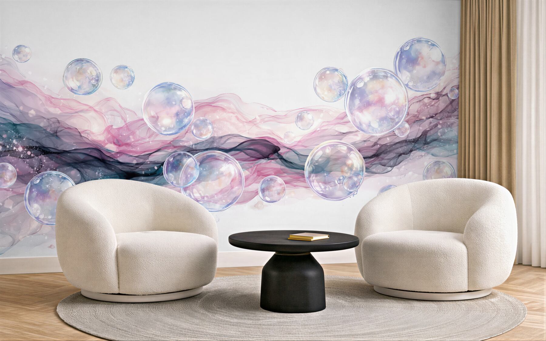 Fototapeta pastelowe bańki i eteryczne fale