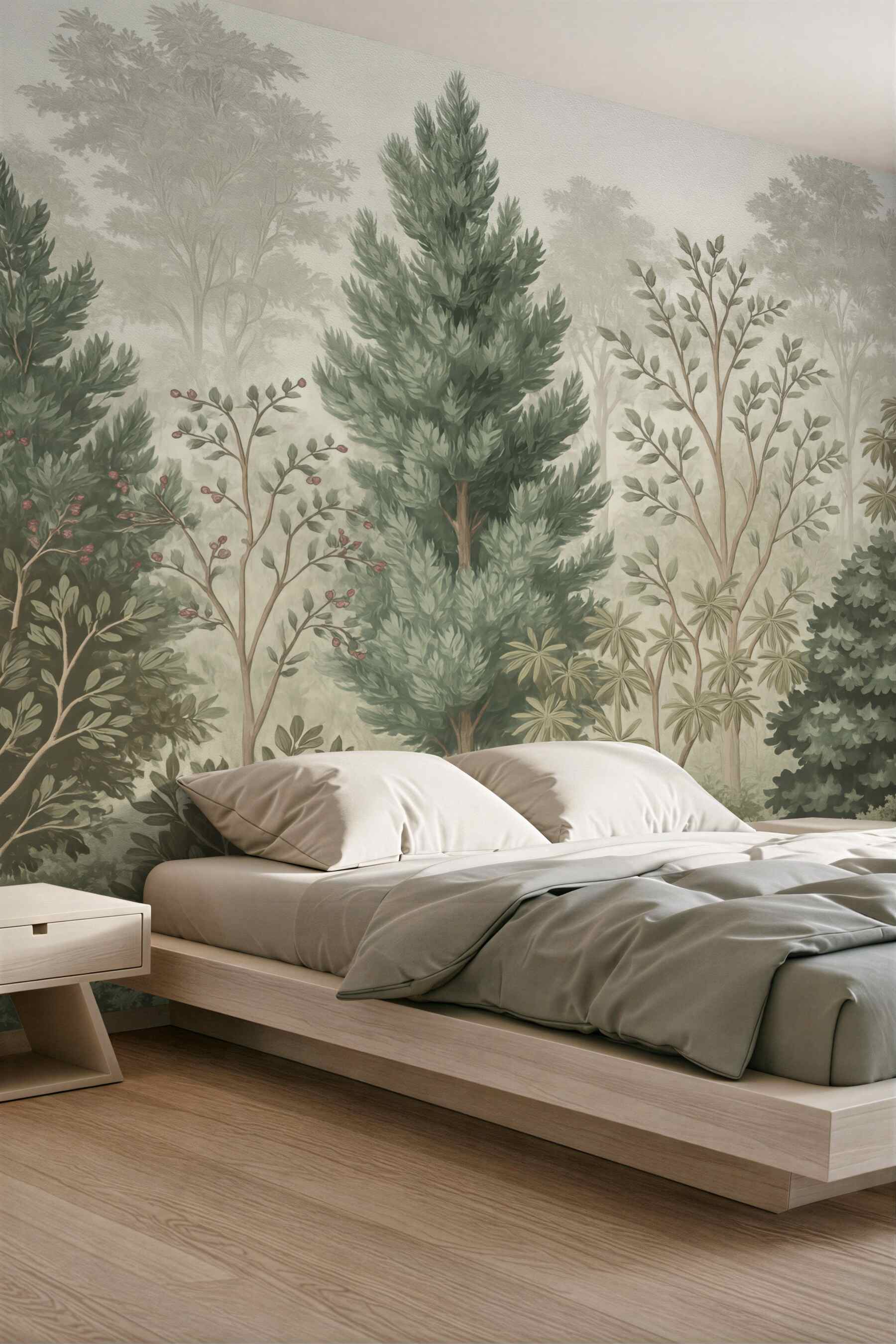 Fototapeta leśna mgła w botanicznym stylu