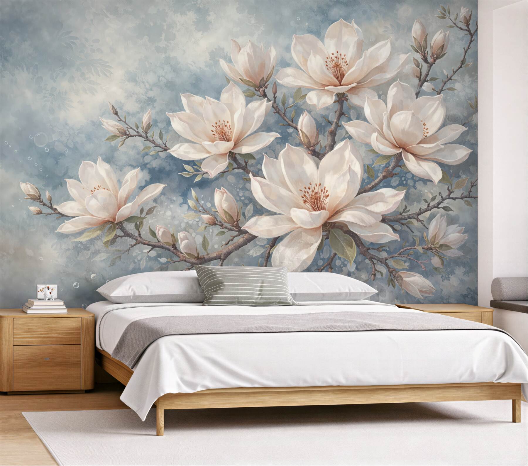 Fototapeta subtelne magnolie w błękitnej poświacie