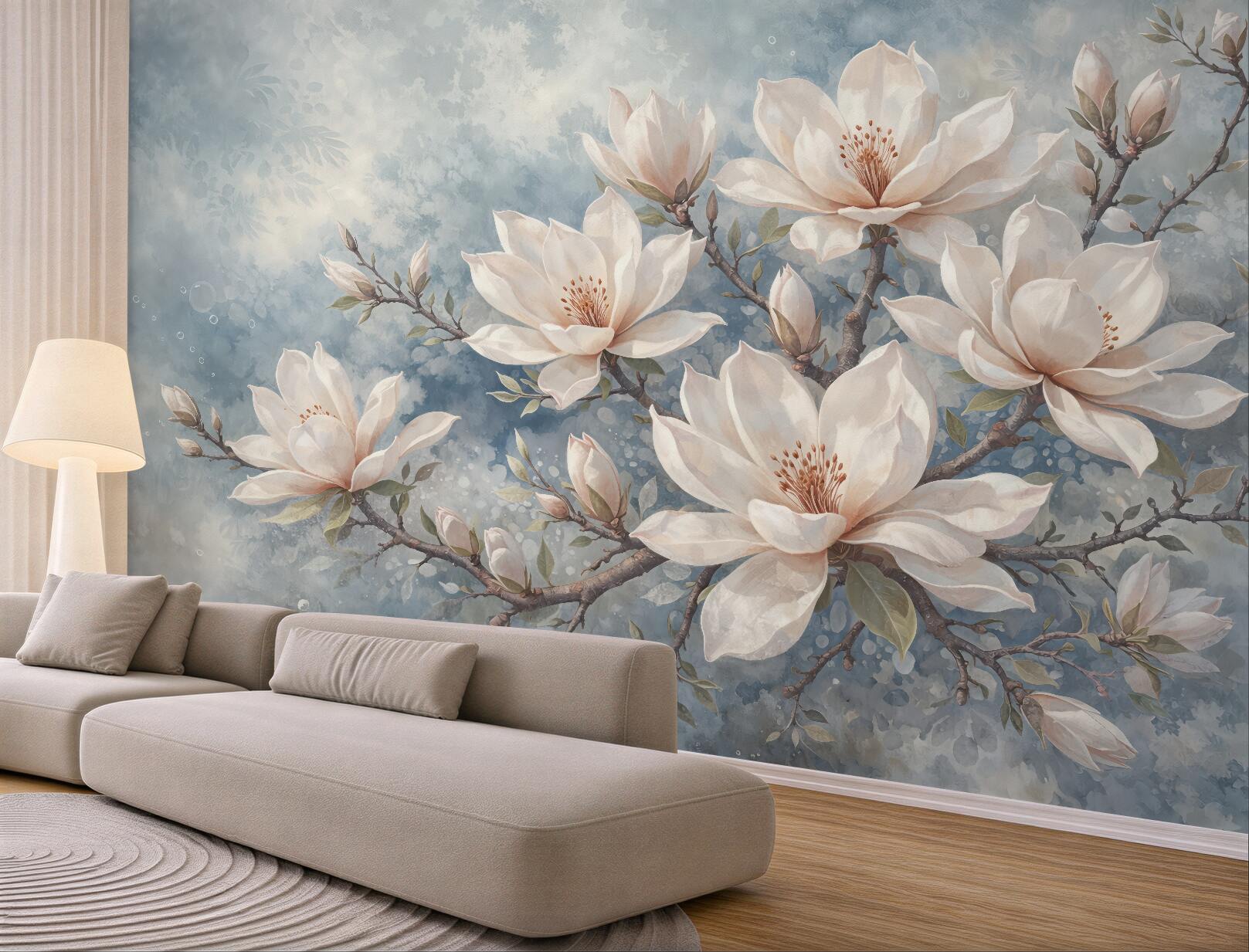 Fototapeta subtelne magnolie w błękitnej poświacie