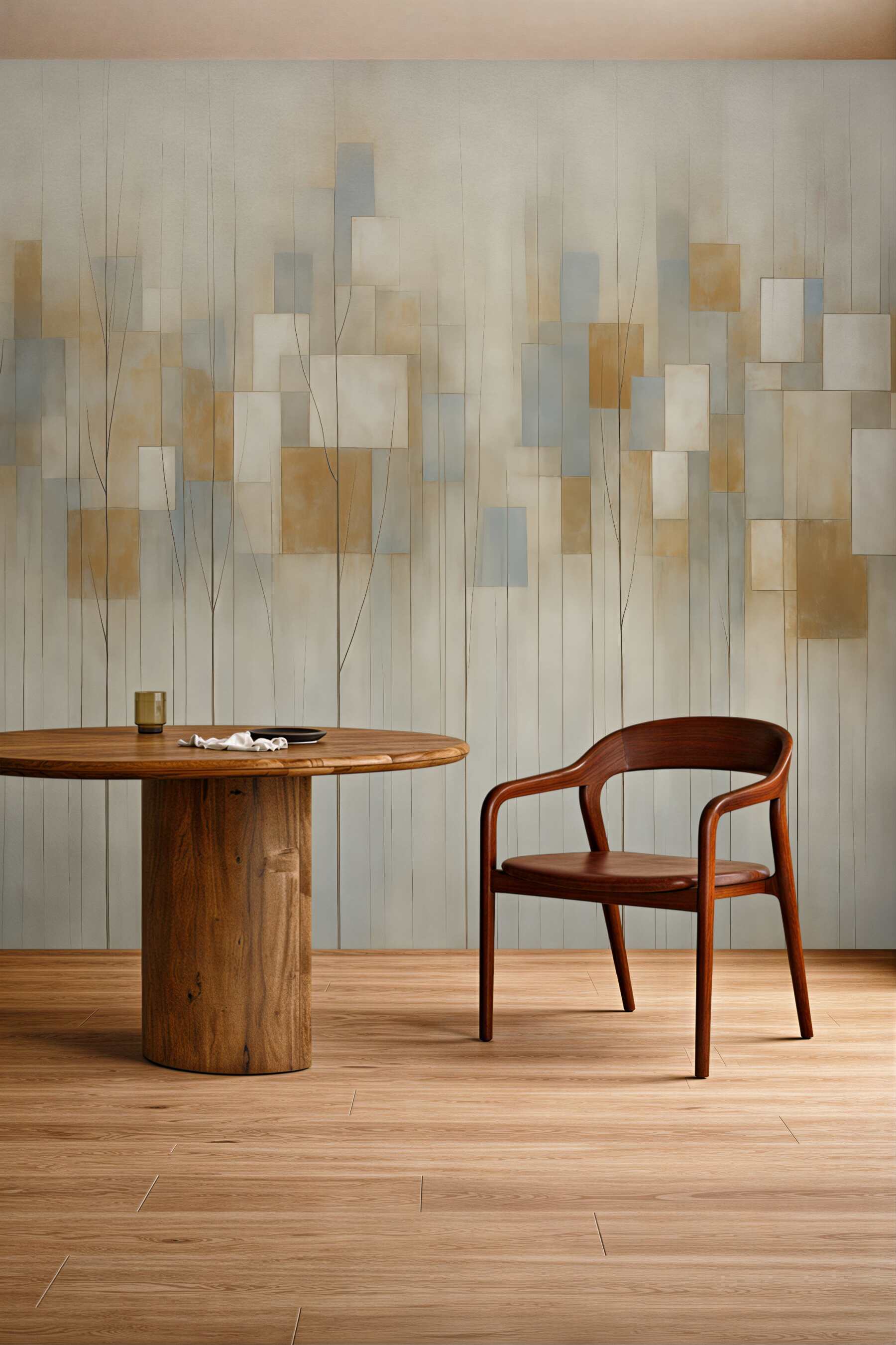 Fototapeta geometryczny las w beżach