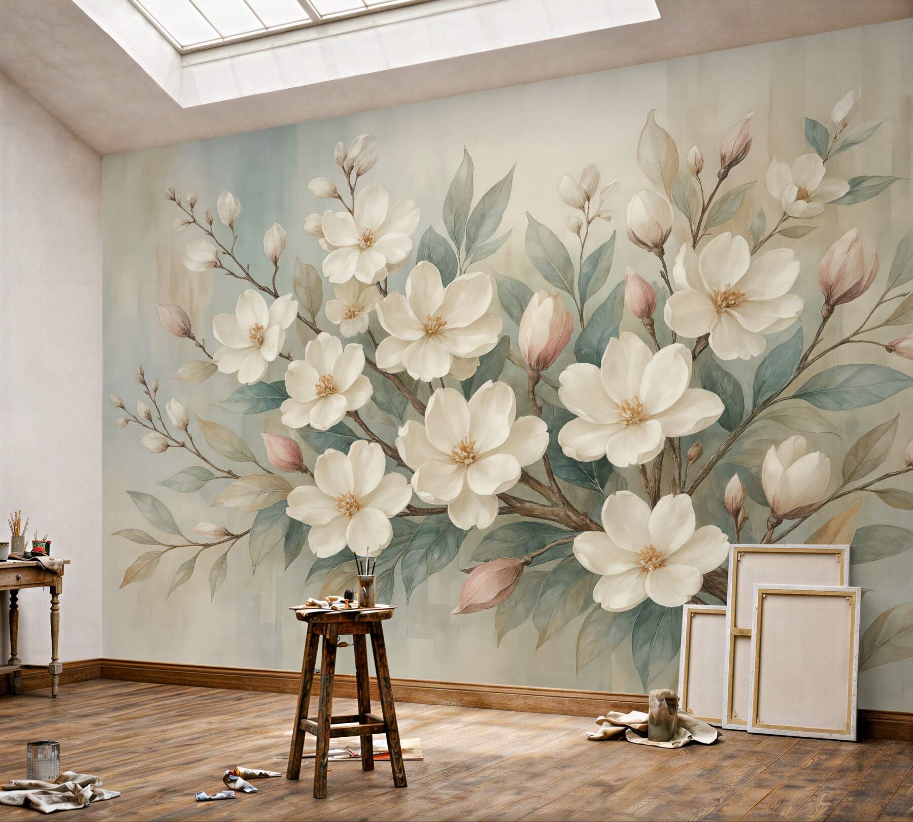 Fototapeta kremowe magnolie w pastelach