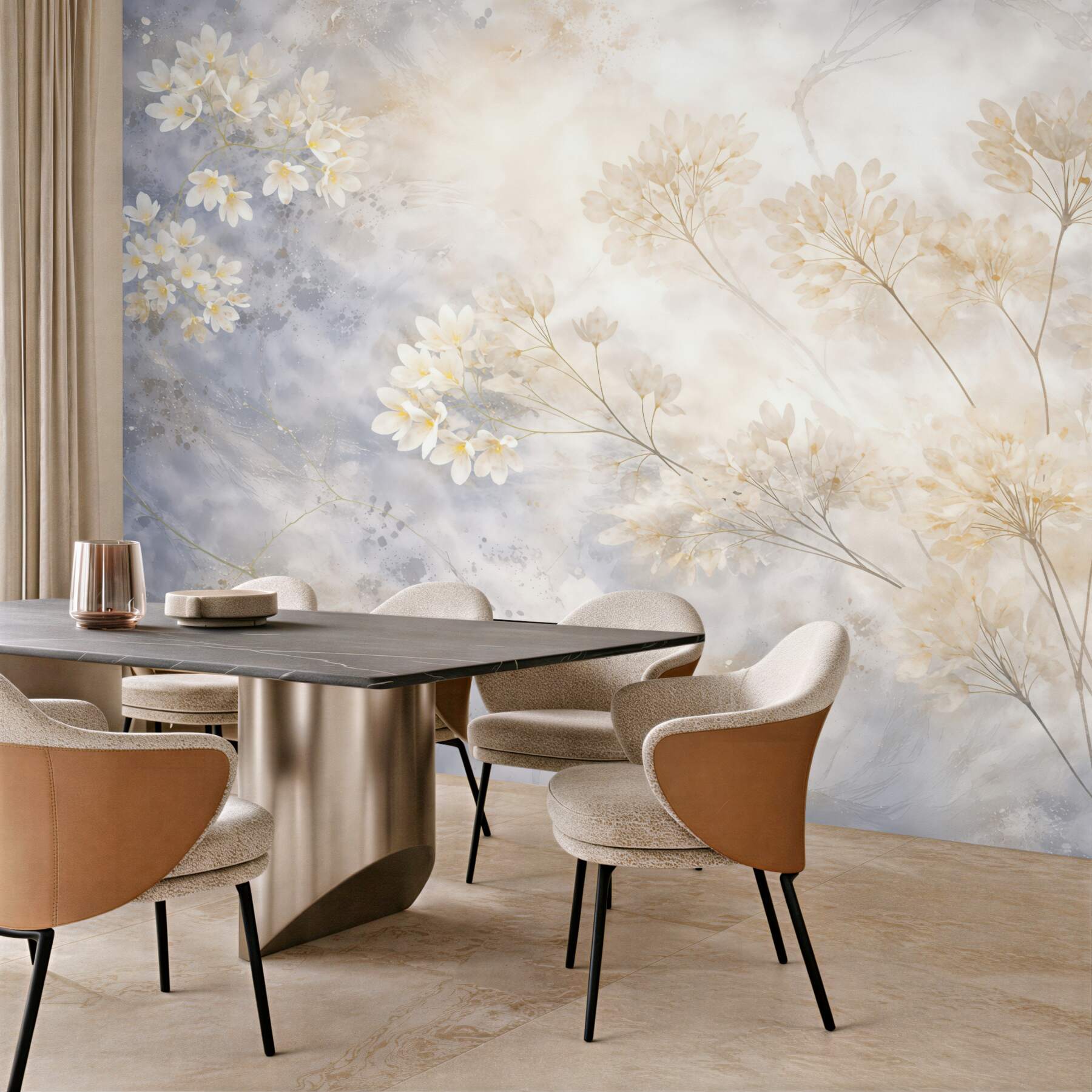 Fototapeta eteryczne kwiaty w pastelowej mgle