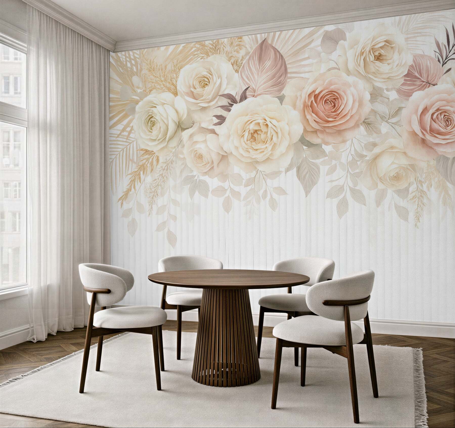 Fototapeta pudrowe róże w eleganckiej kompozycji