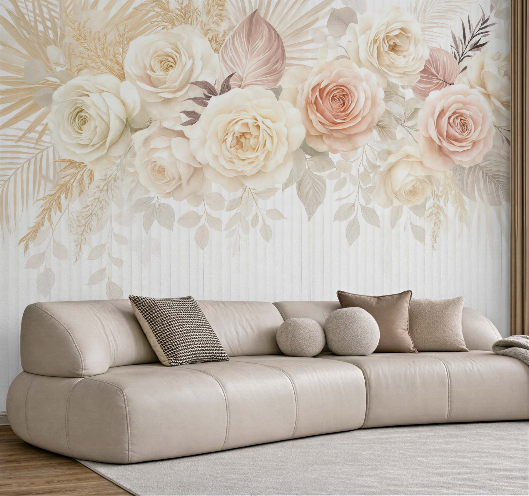 Fototapeta pudrowe róże w eleganckiej kompozycji