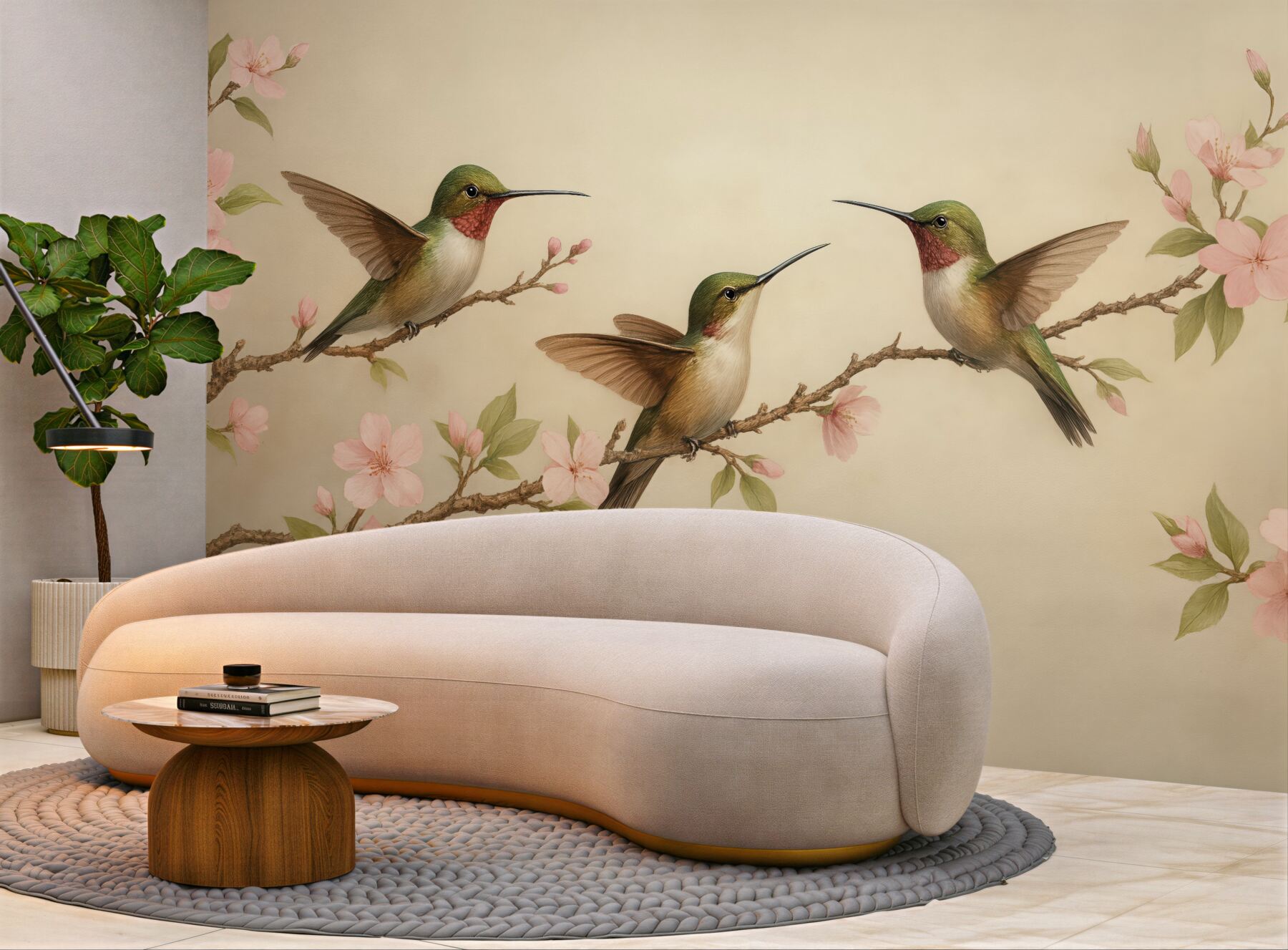 Fototapeta kolibry wśród kwitnących gałązek