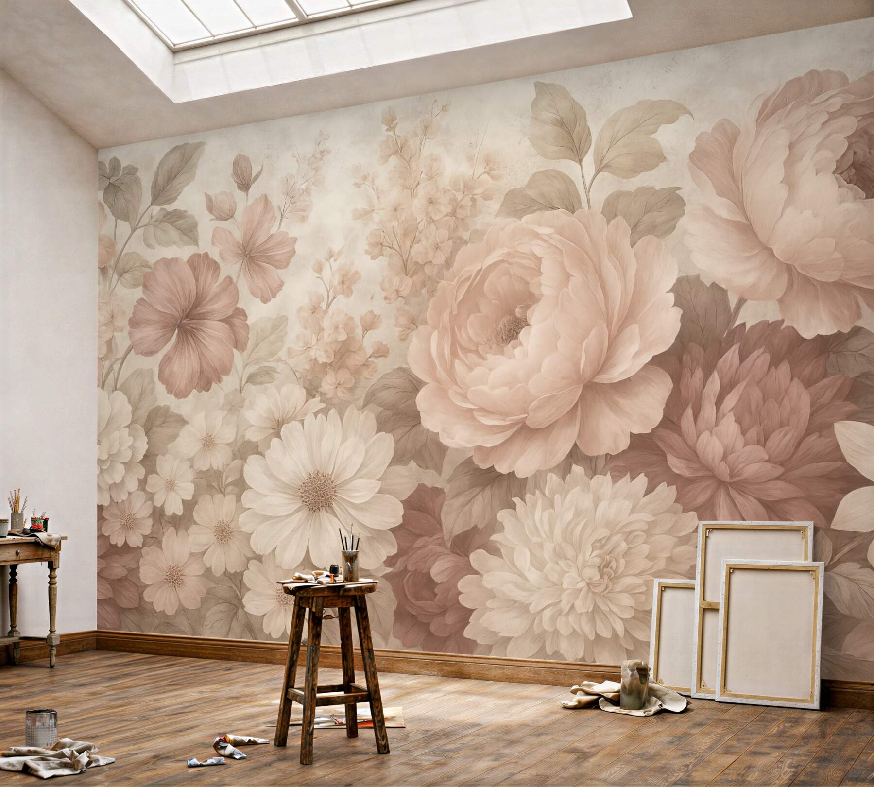 Fototapeta pudrowe kwiaty w romantycznym stylu