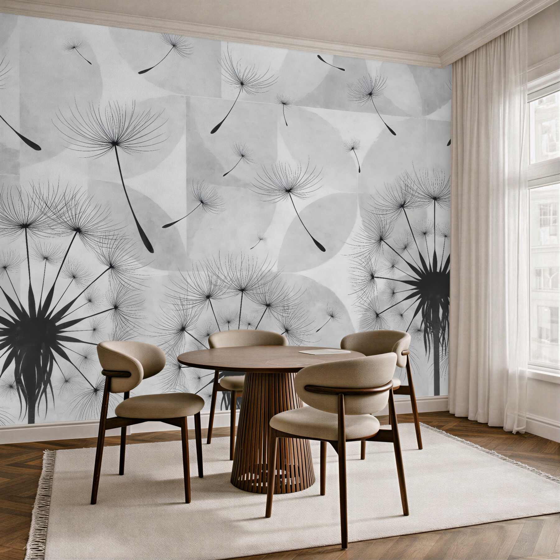 Fototapeta delikatne dmuchawce w minimalistycznym stylu
