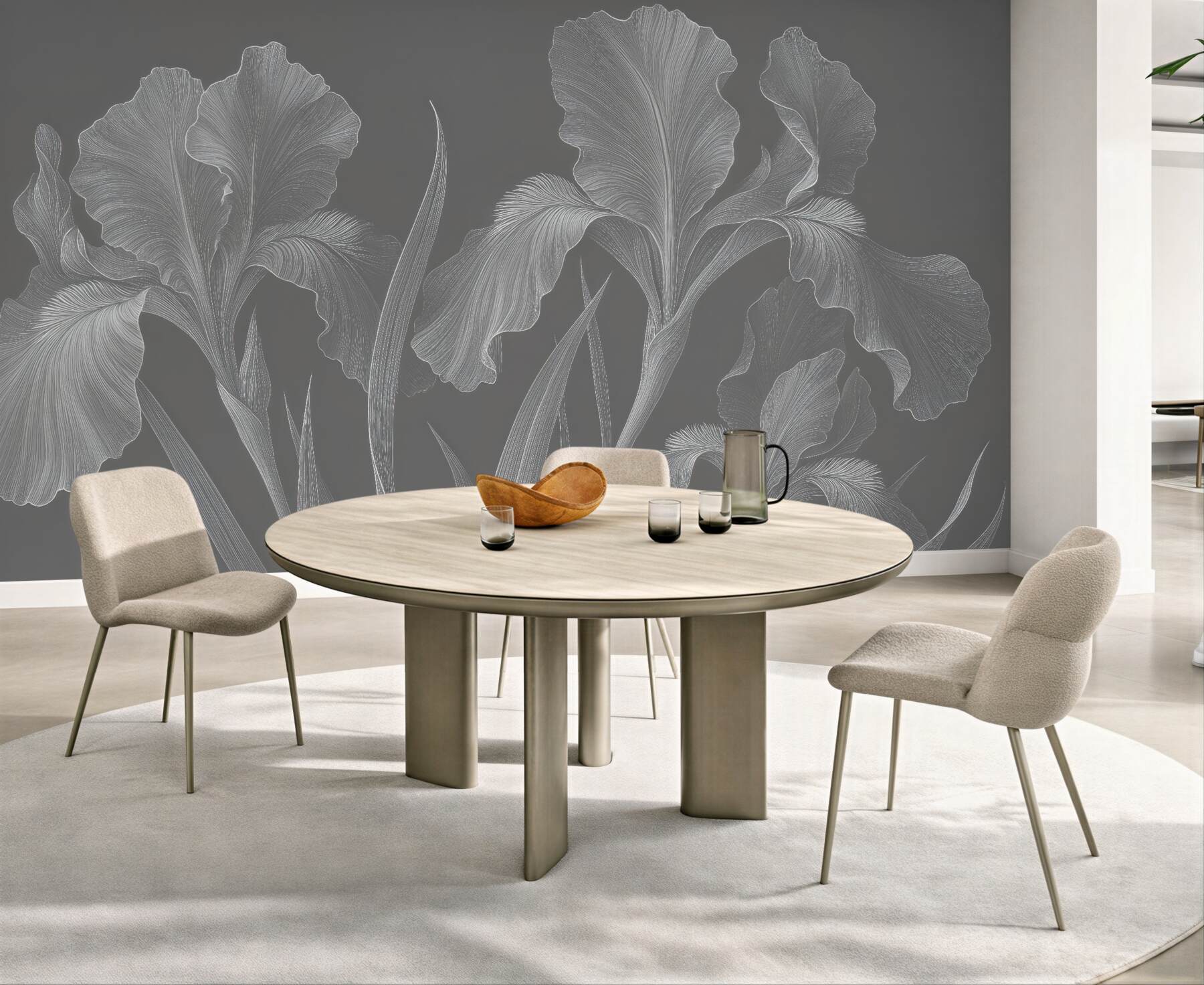 Fototapeta eleganckie irysy na grafitowym tle