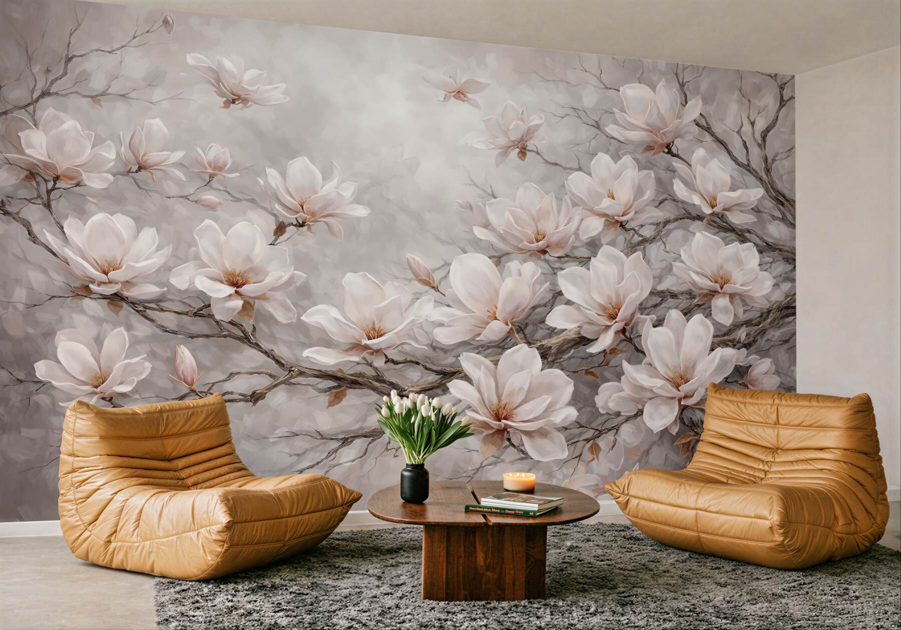 Fototapeta subtelne magnolie na gałęziach