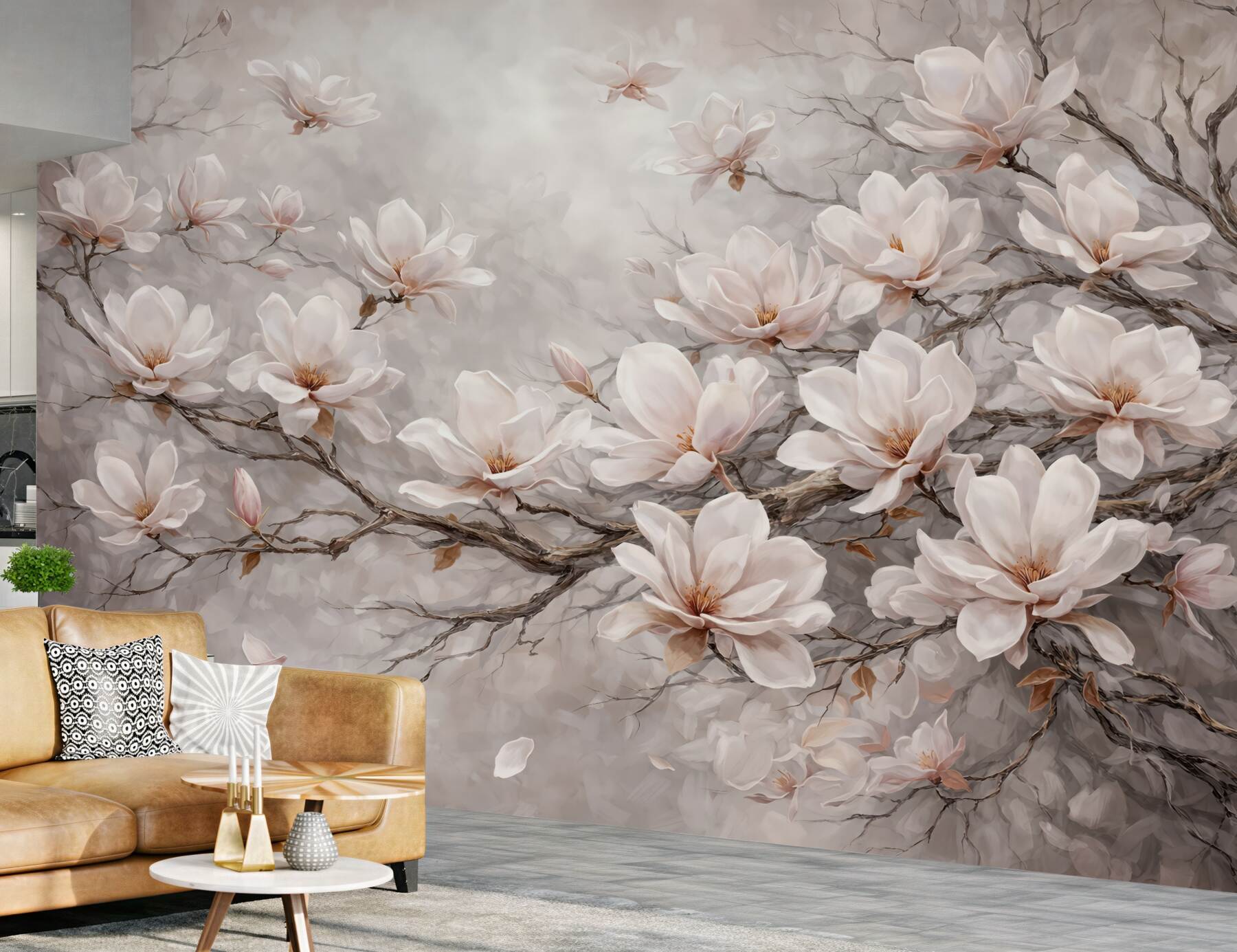 Fototapeta subtelne magnolie na gałęziach