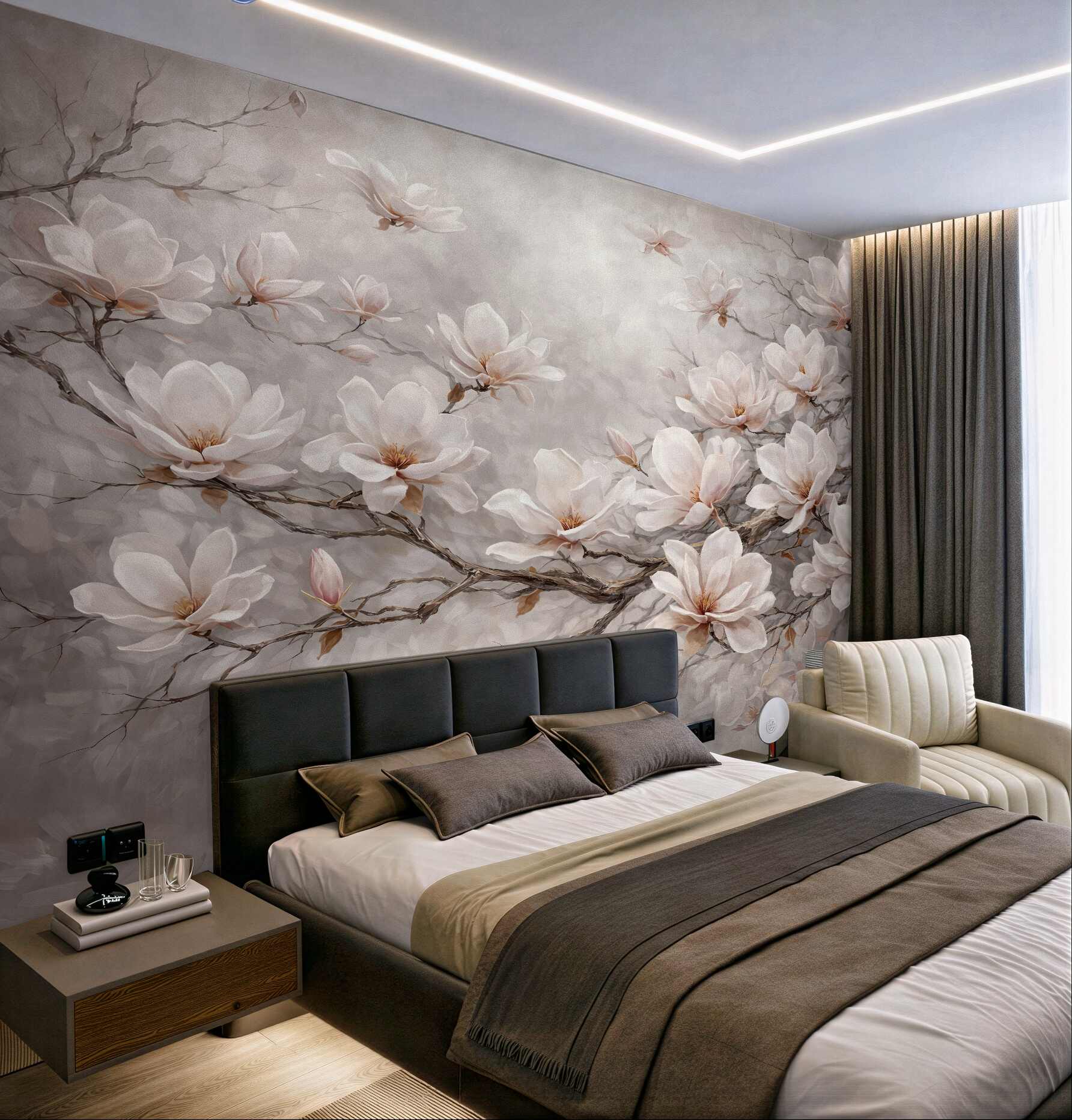 Fototapeta subtelne magnolie na gałęziach