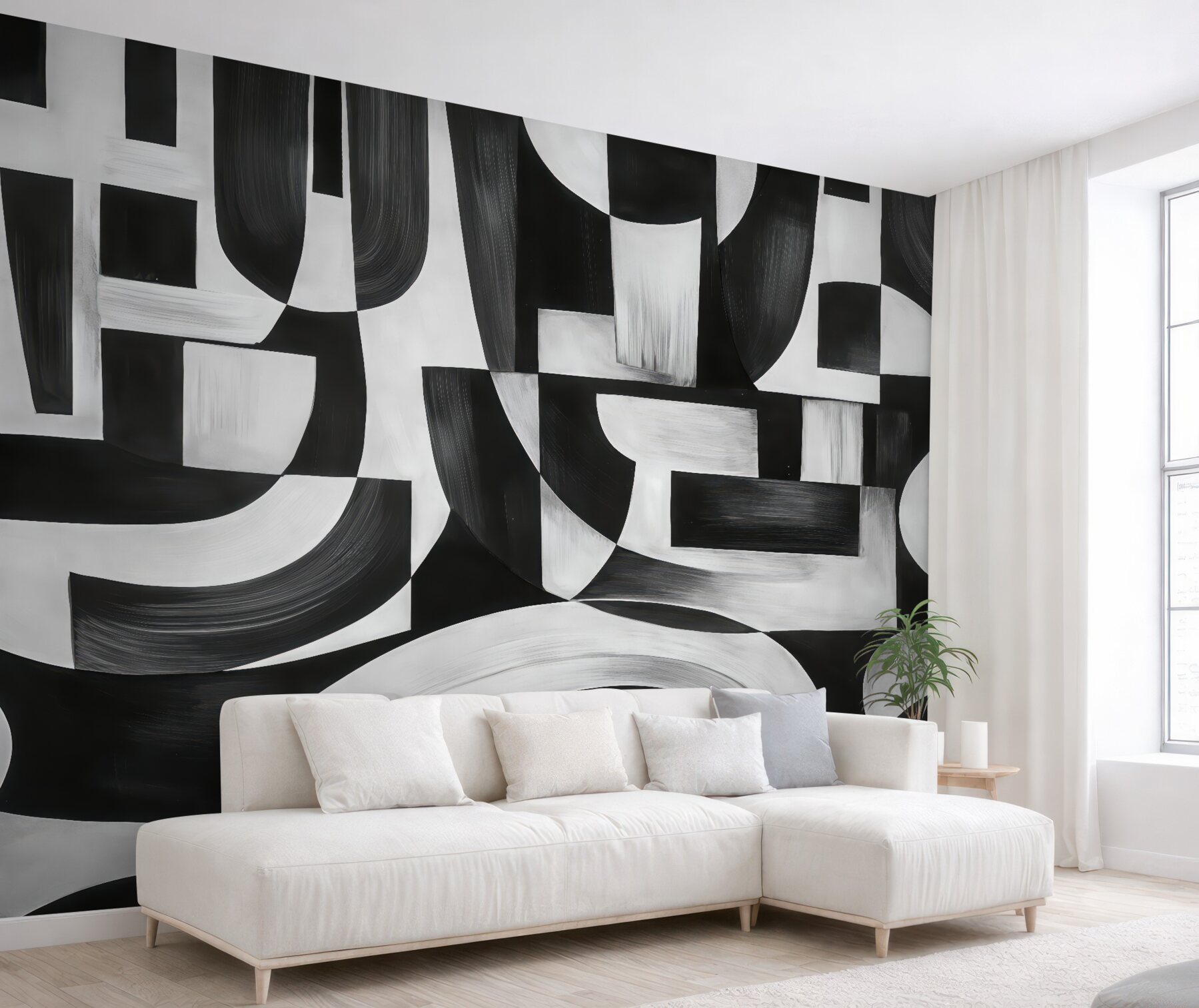 Fototapeta czarno-biała geometryczna abstrakcja nowoczesna