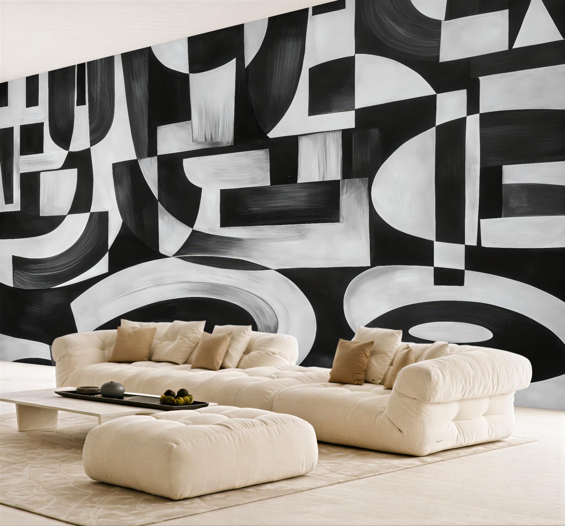 Fototapeta czarno-biała geometryczna abstrakcja nowoczesna