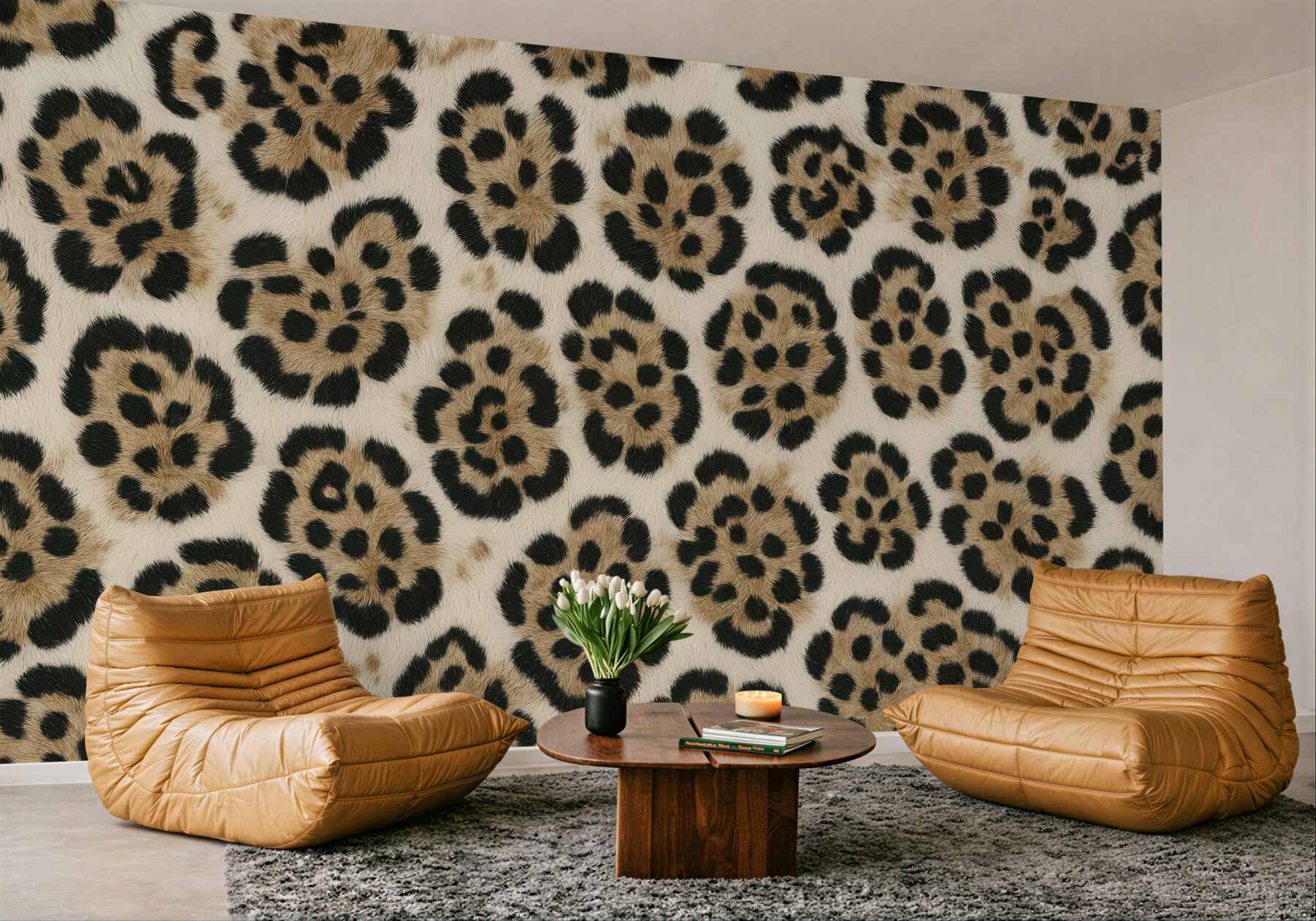 Fototapeta panterkowe kwiaty w stylu safari