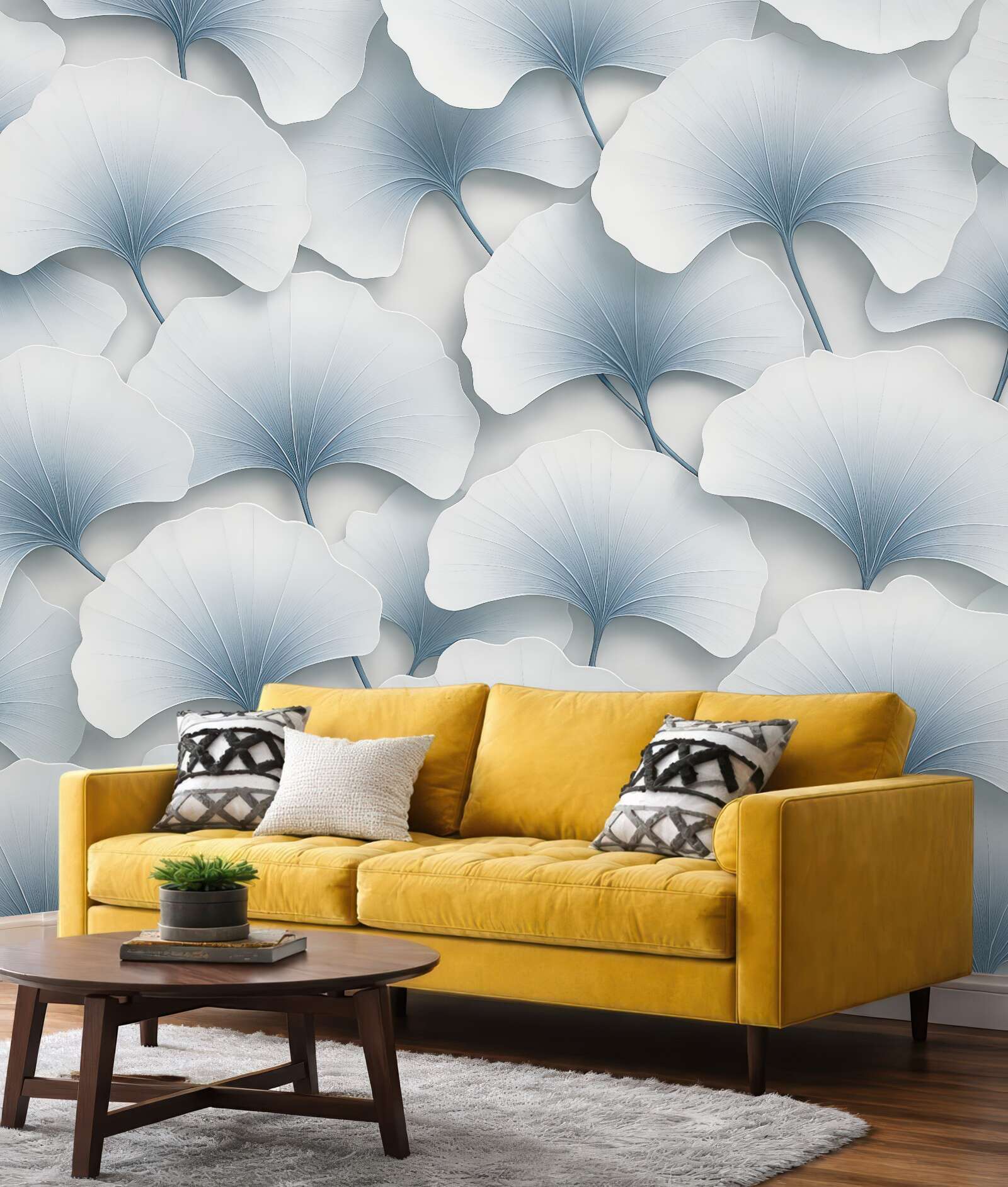 Fototapeta błękitne liście ginkgo w elegancji
