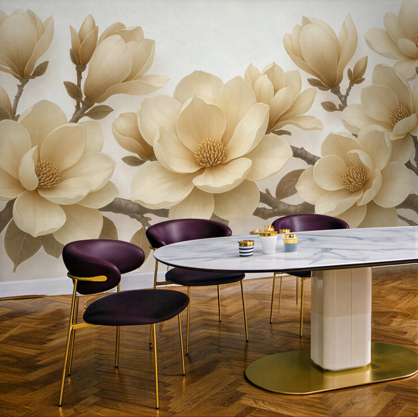 Fototapeta kremowe magnolie w eleganckim rozkwicie