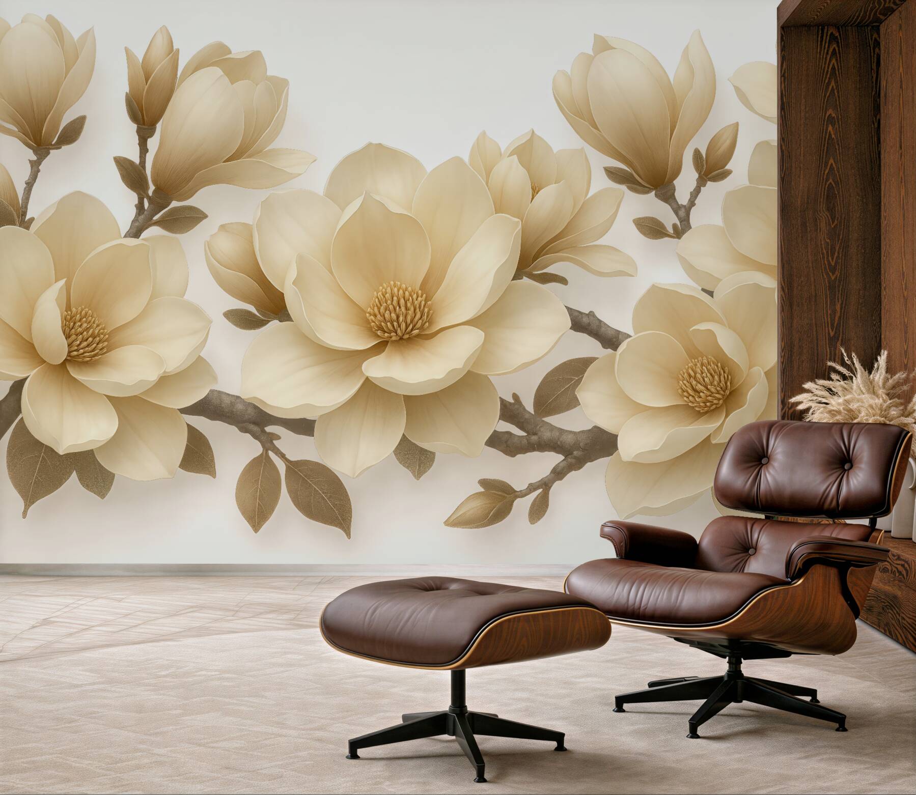 Fototapeta kremowe magnolie w eleganckim rozkwicie