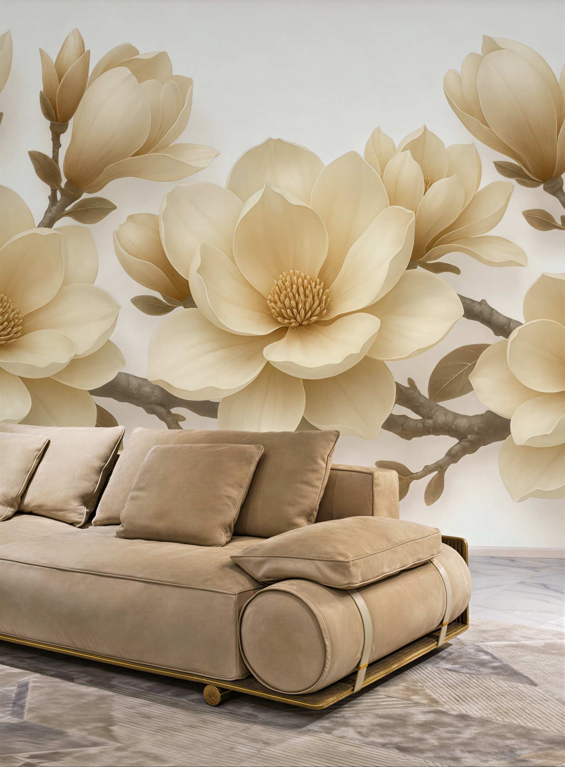 Fototapeta kremowe magnolie w eleganckim rozkwicie