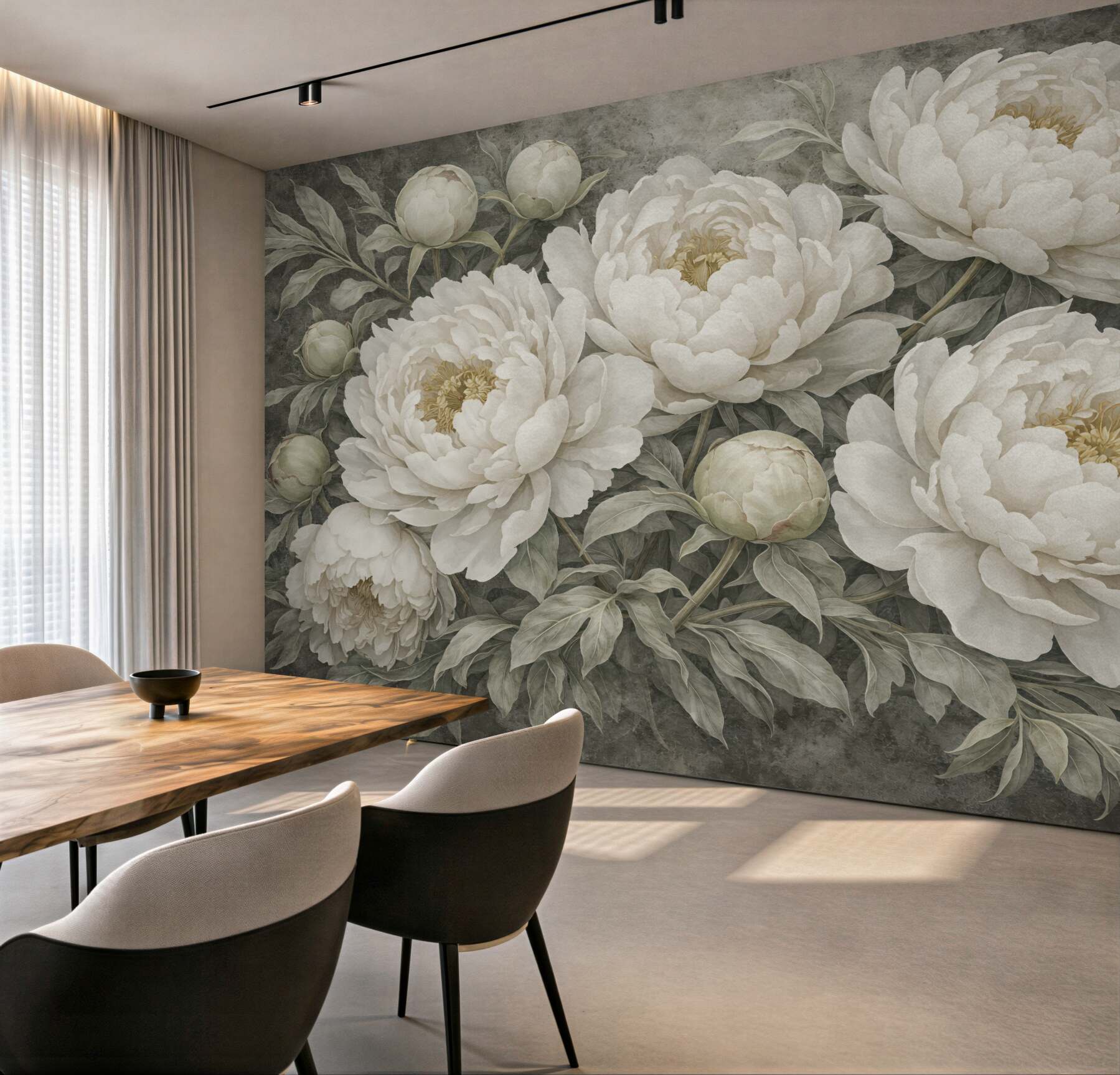 Fototapeta kremowe piwonie w eleganckim stylu