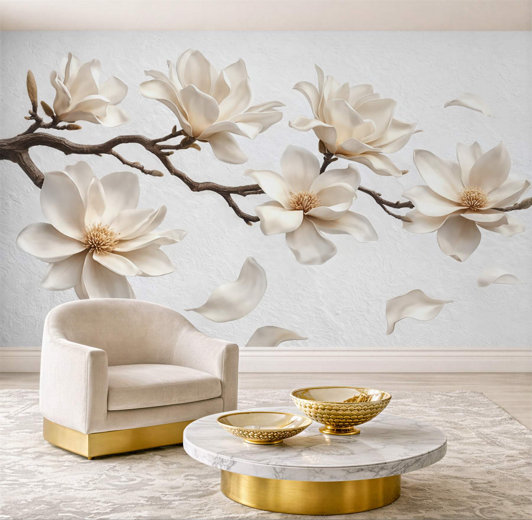 Fototapeta białe magnolie z delikatnymi płatkami