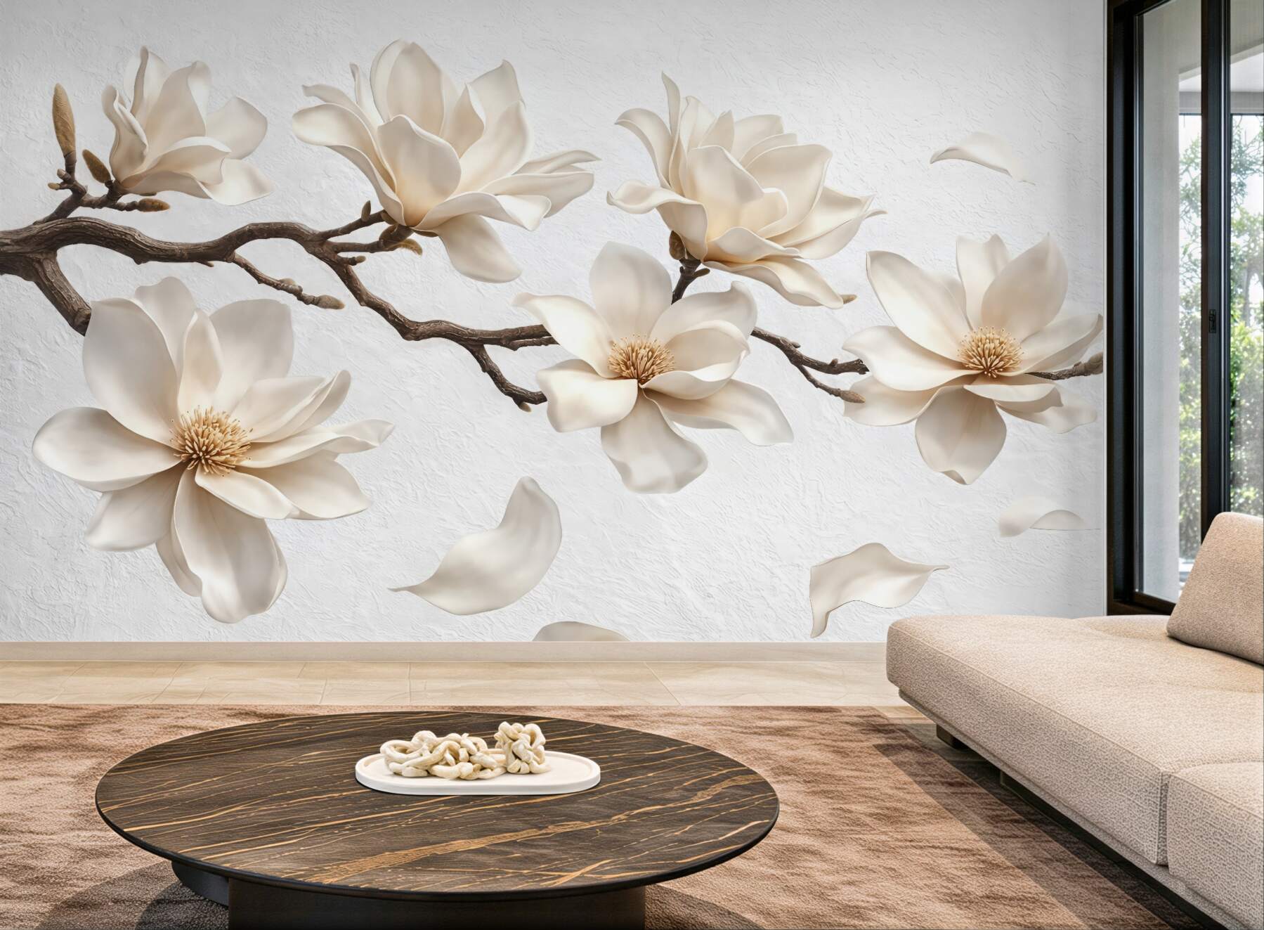 Fototapeta białe magnolie z delikatnymi płatkami