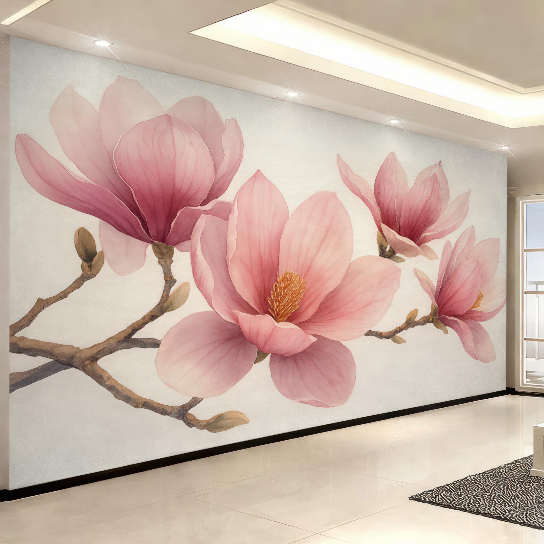 Fototapeta pudrowe magnolie w subtelnym rozkwicie