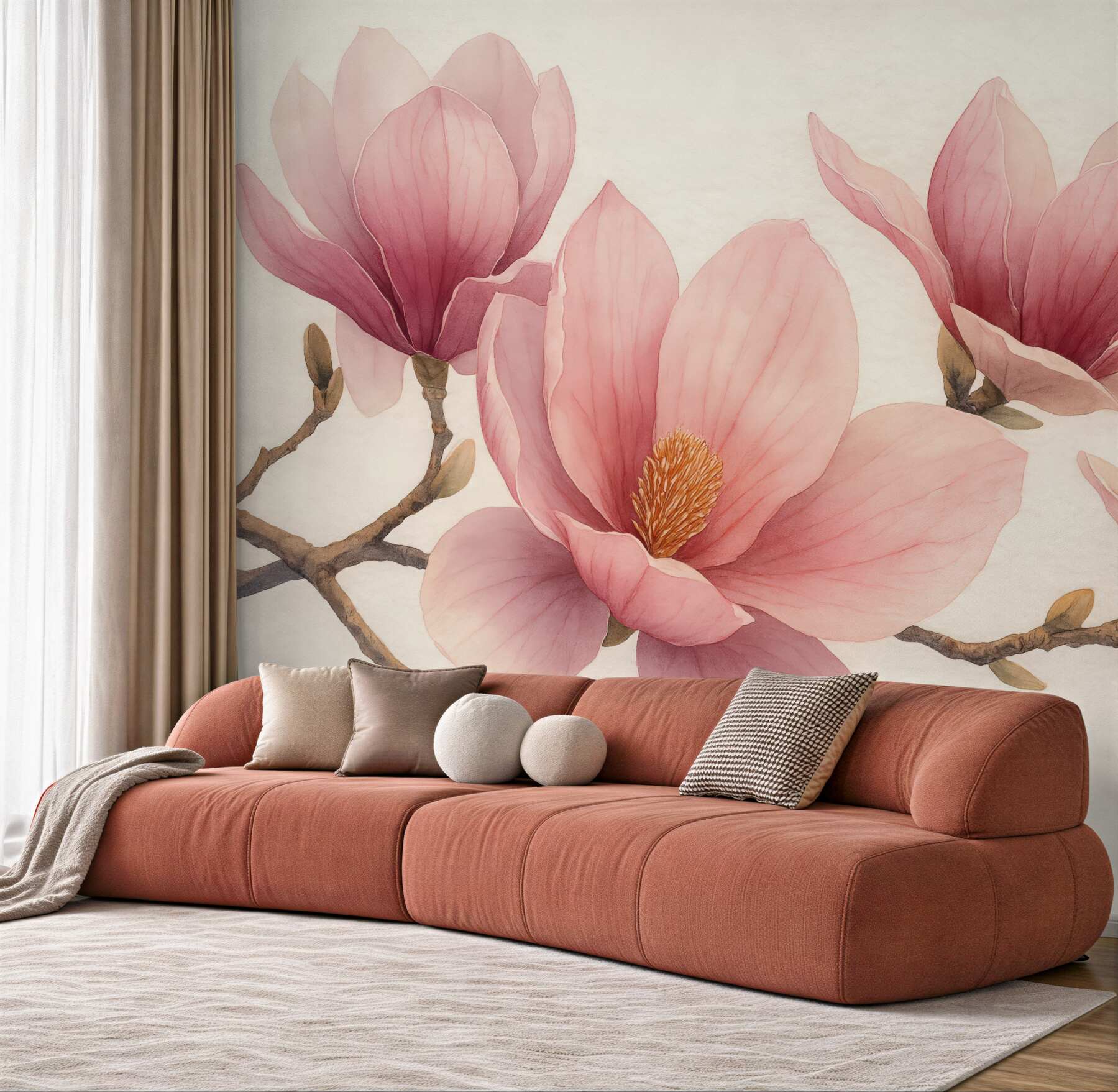 Fototapeta pudrowe magnolie w subtelnym rozkwicie