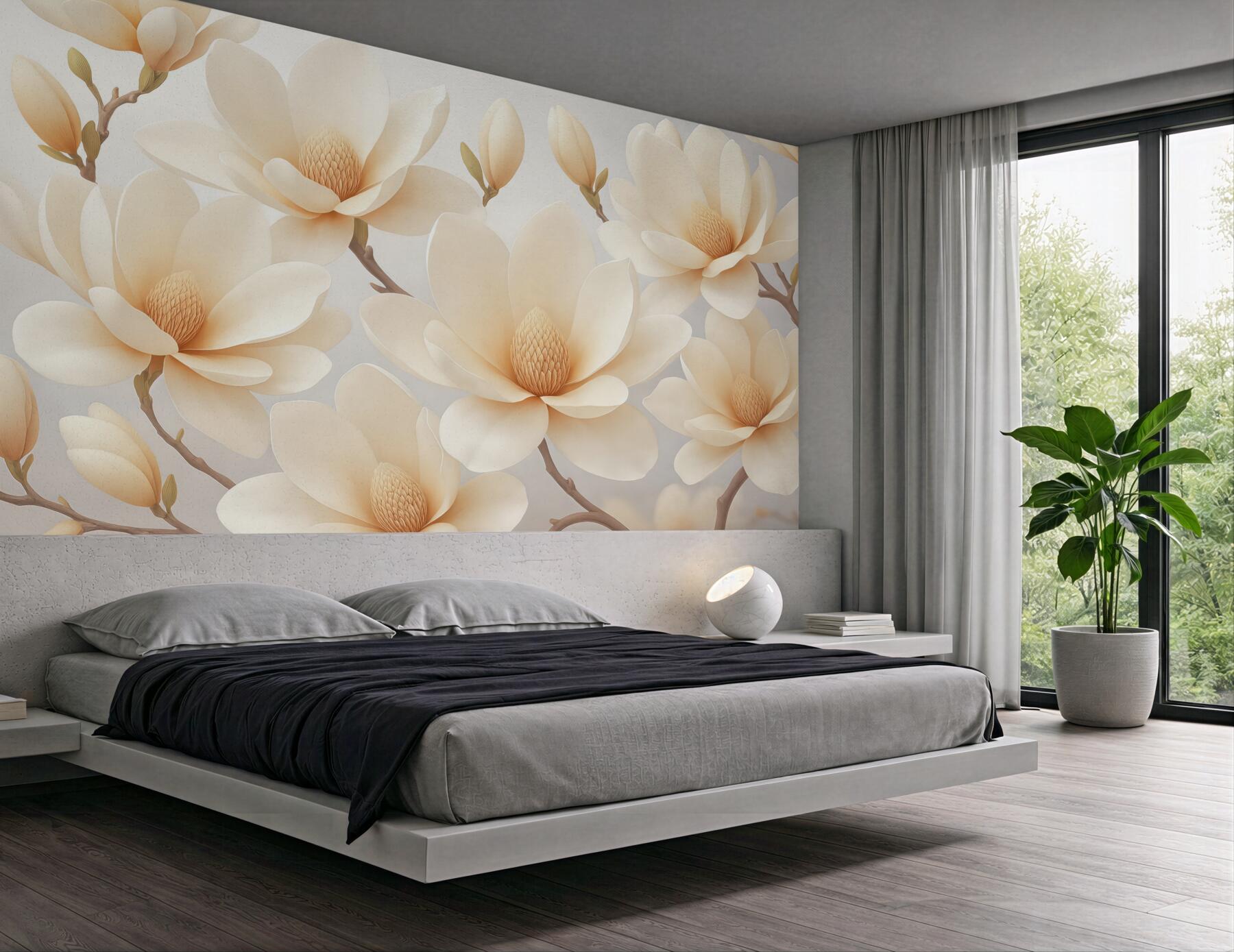 Fototapeta kremowe magnolie w subtelnej elegancji