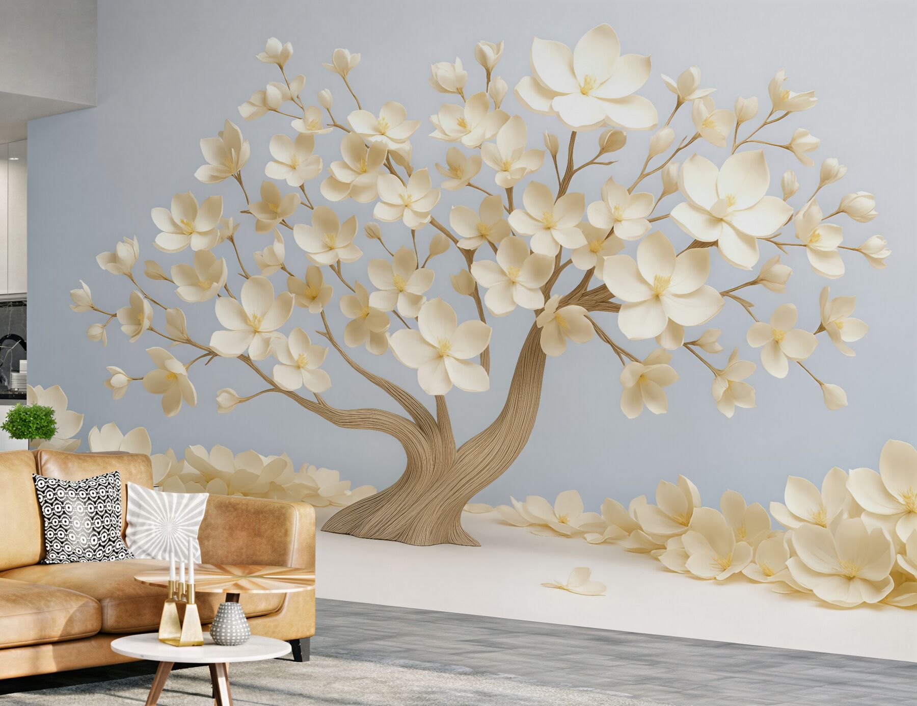 Fototapeta kremowe drzewo magnolii w delikatnym blasku