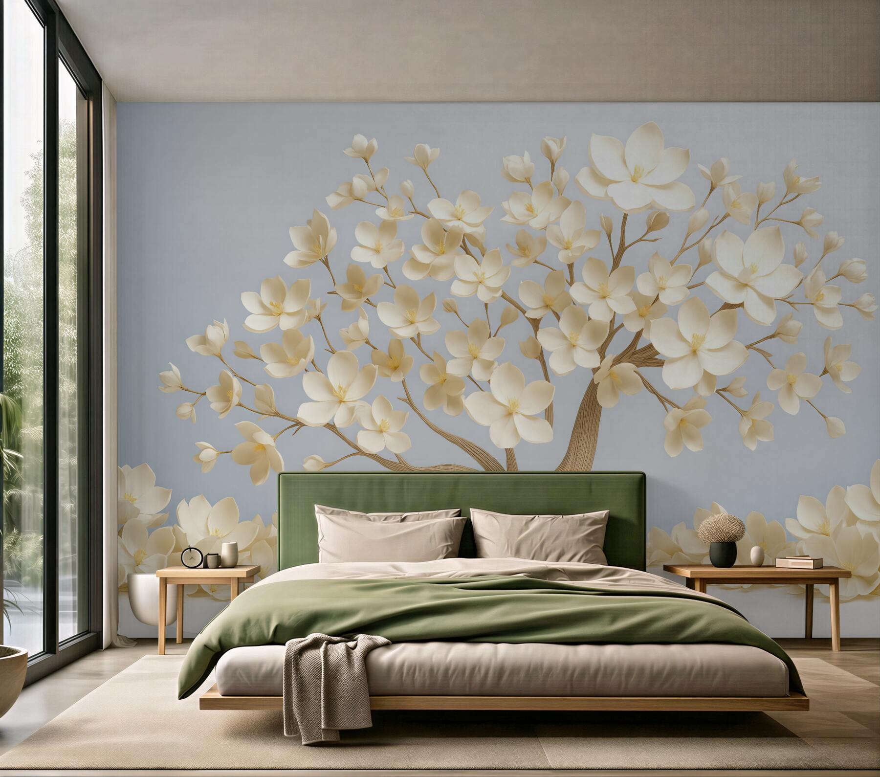 Fototapeta kremowe drzewo magnolii w delikatnym blasku