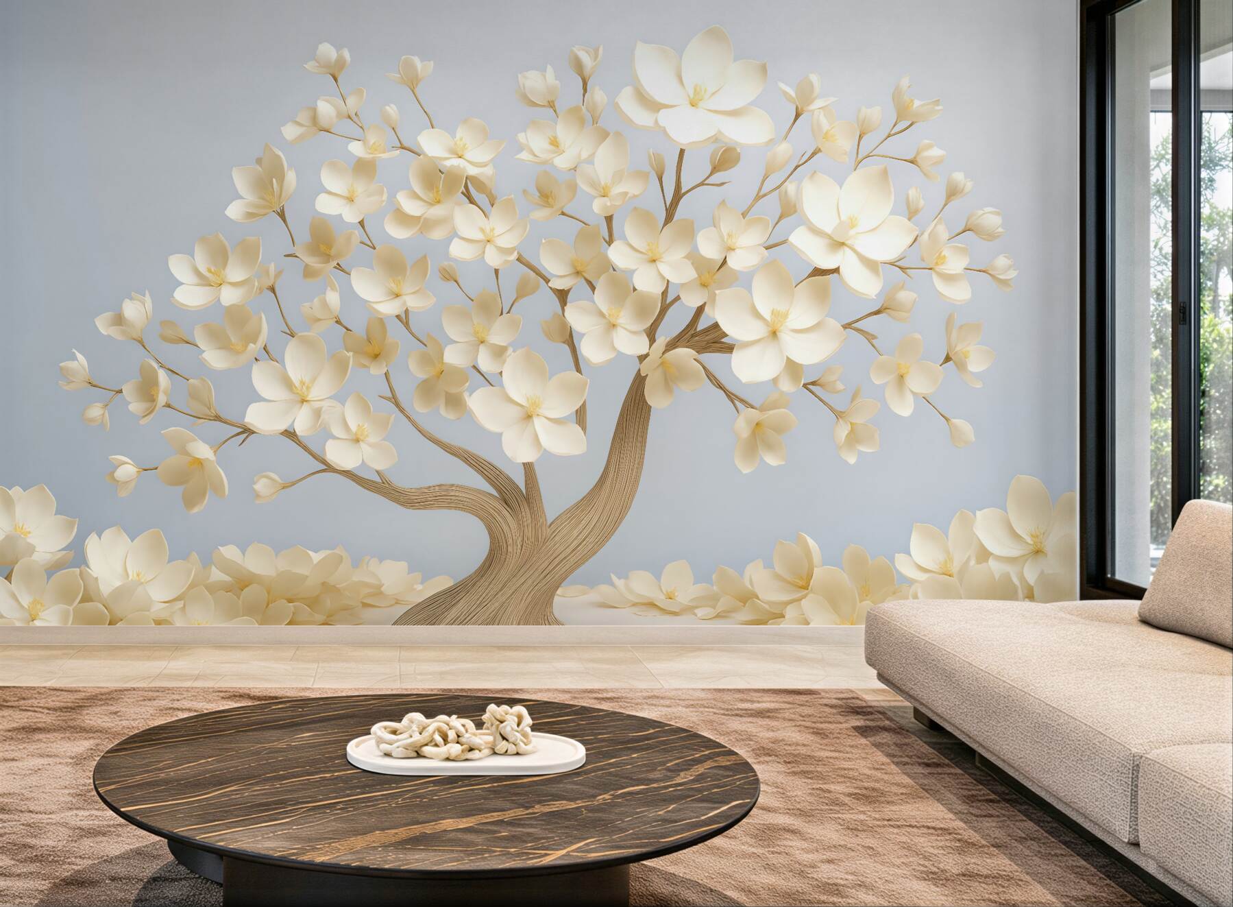 Fototapeta kremowe drzewo magnolii w delikatnym blasku