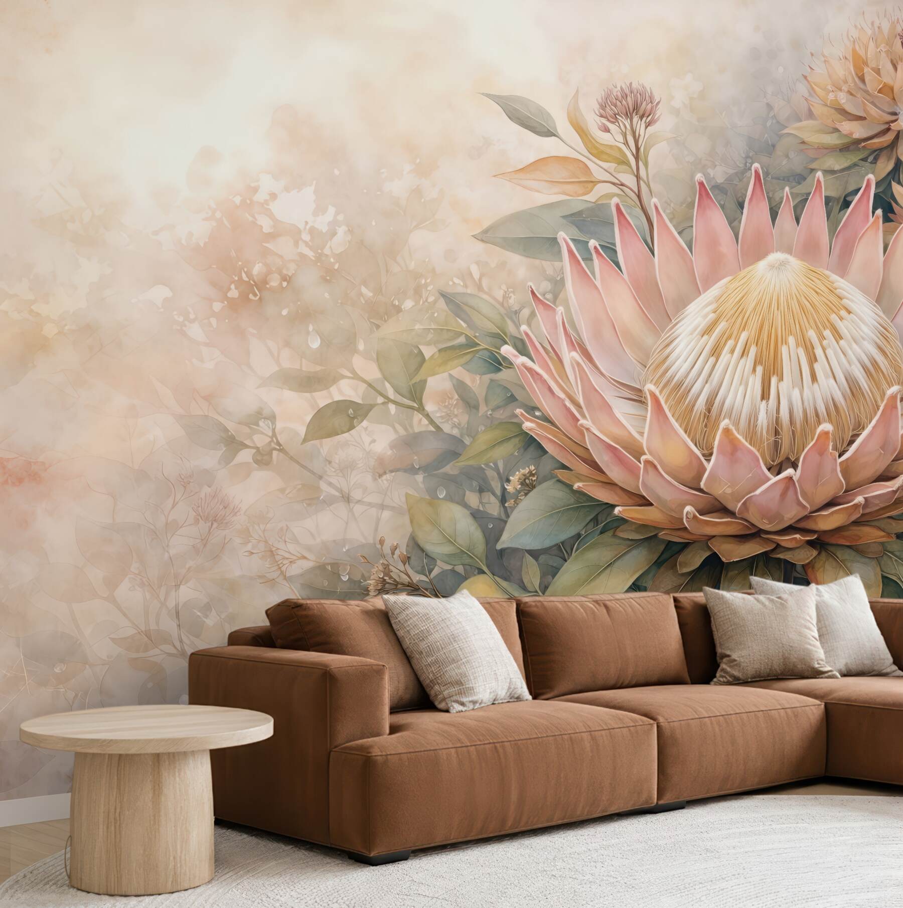 Fototapeta romantyczna protea w pastelowym ogrodzie