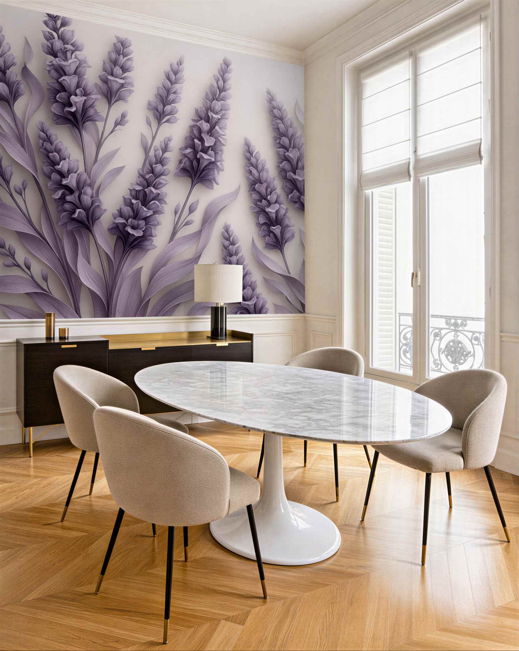 Fototapeta lawendowe mieczyki w subtelnej elegancji