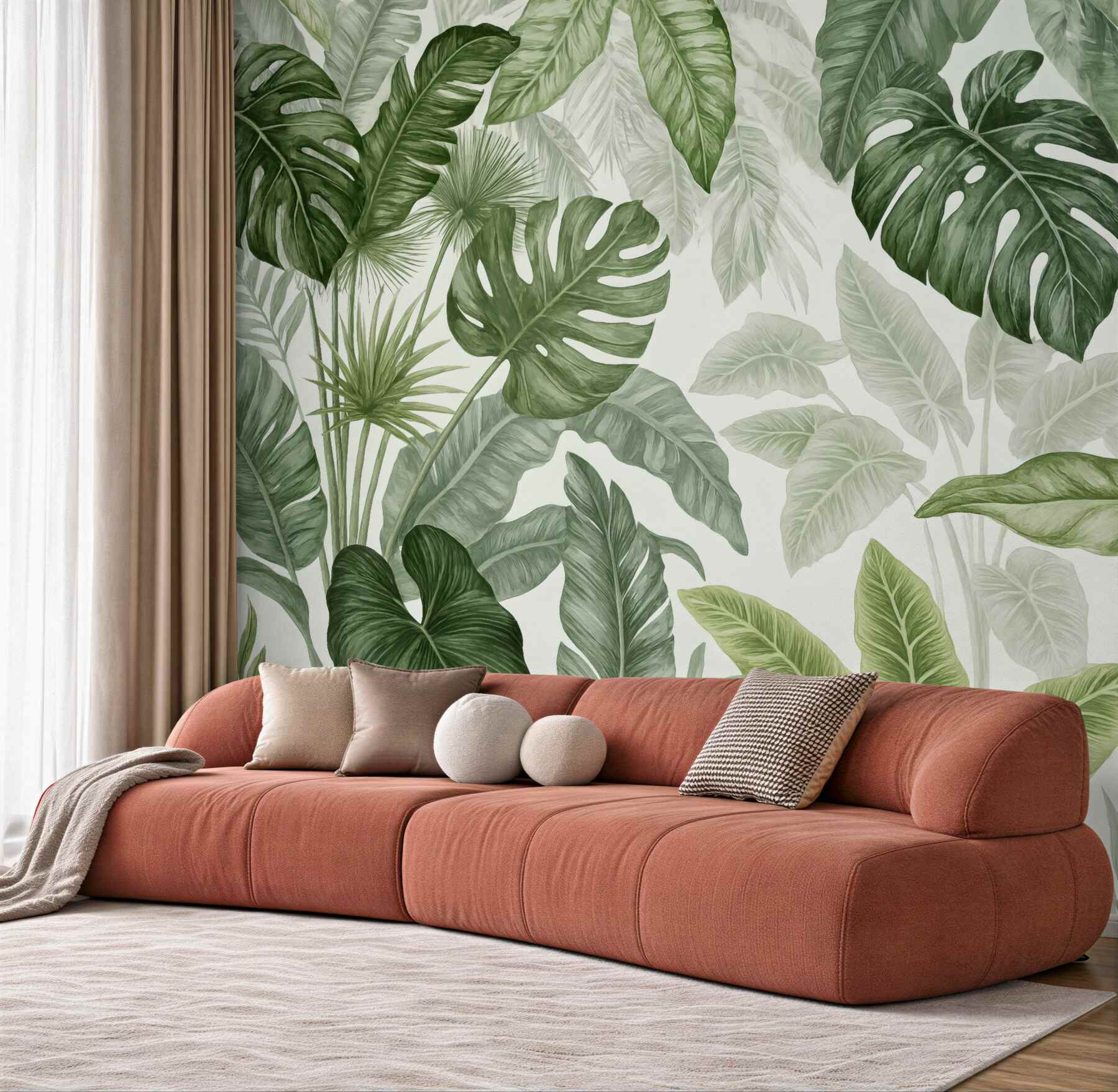 Fototapeta zielona dżungla w botanicznym stylu