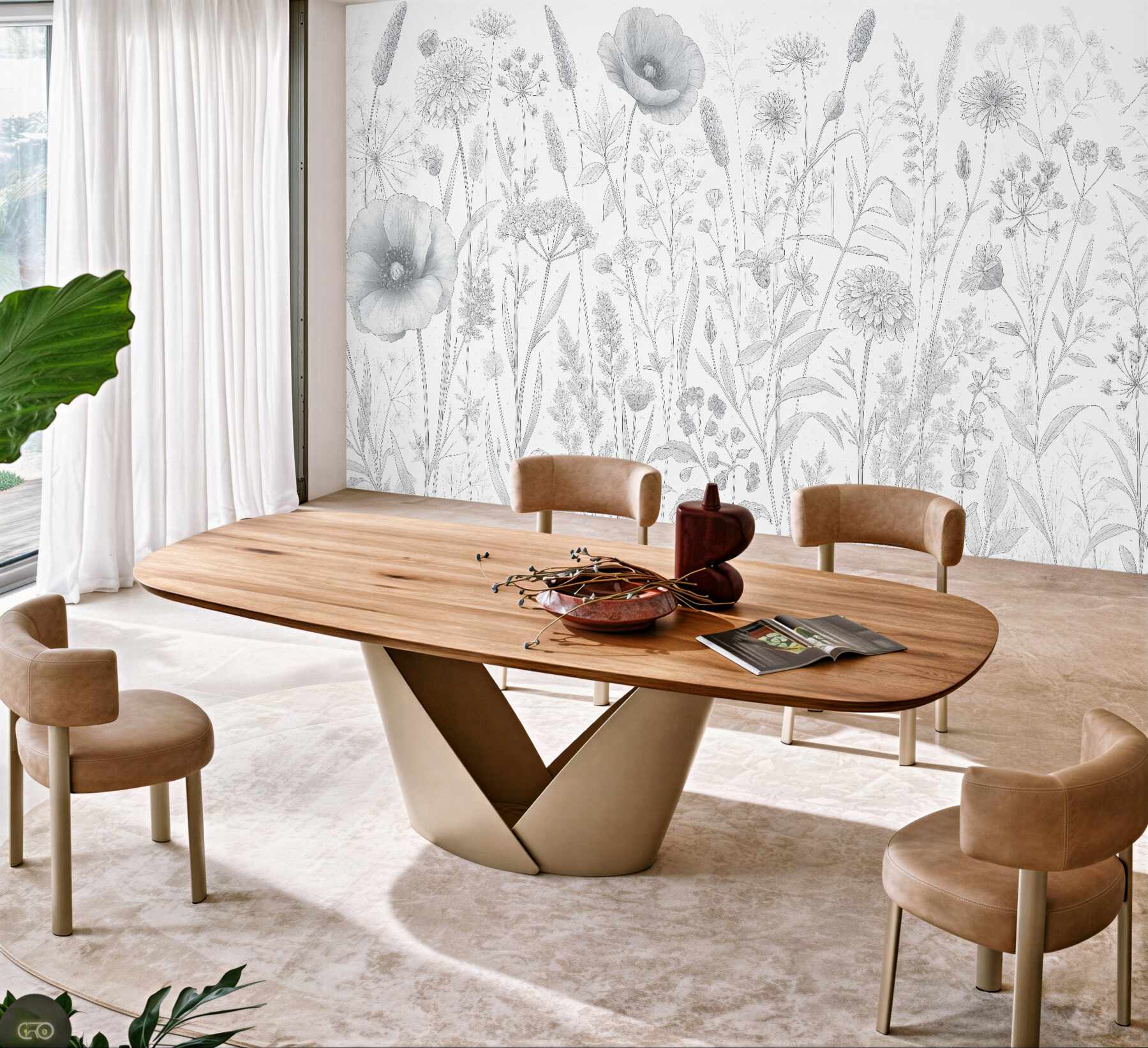 Fototapeta delikatna łąka w szkicu botanicznym
