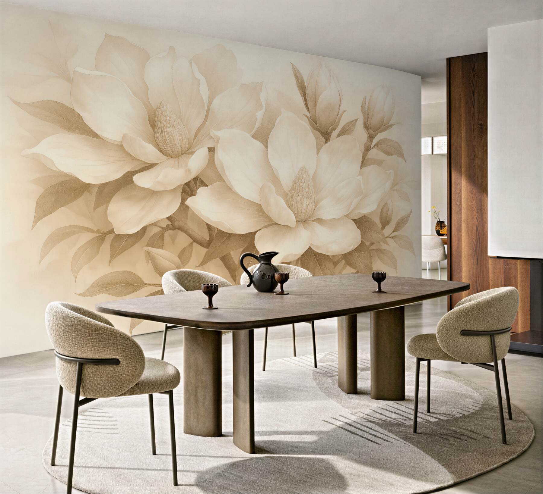 Fototapeta sepiowe magnolie w eleganckim stylu
