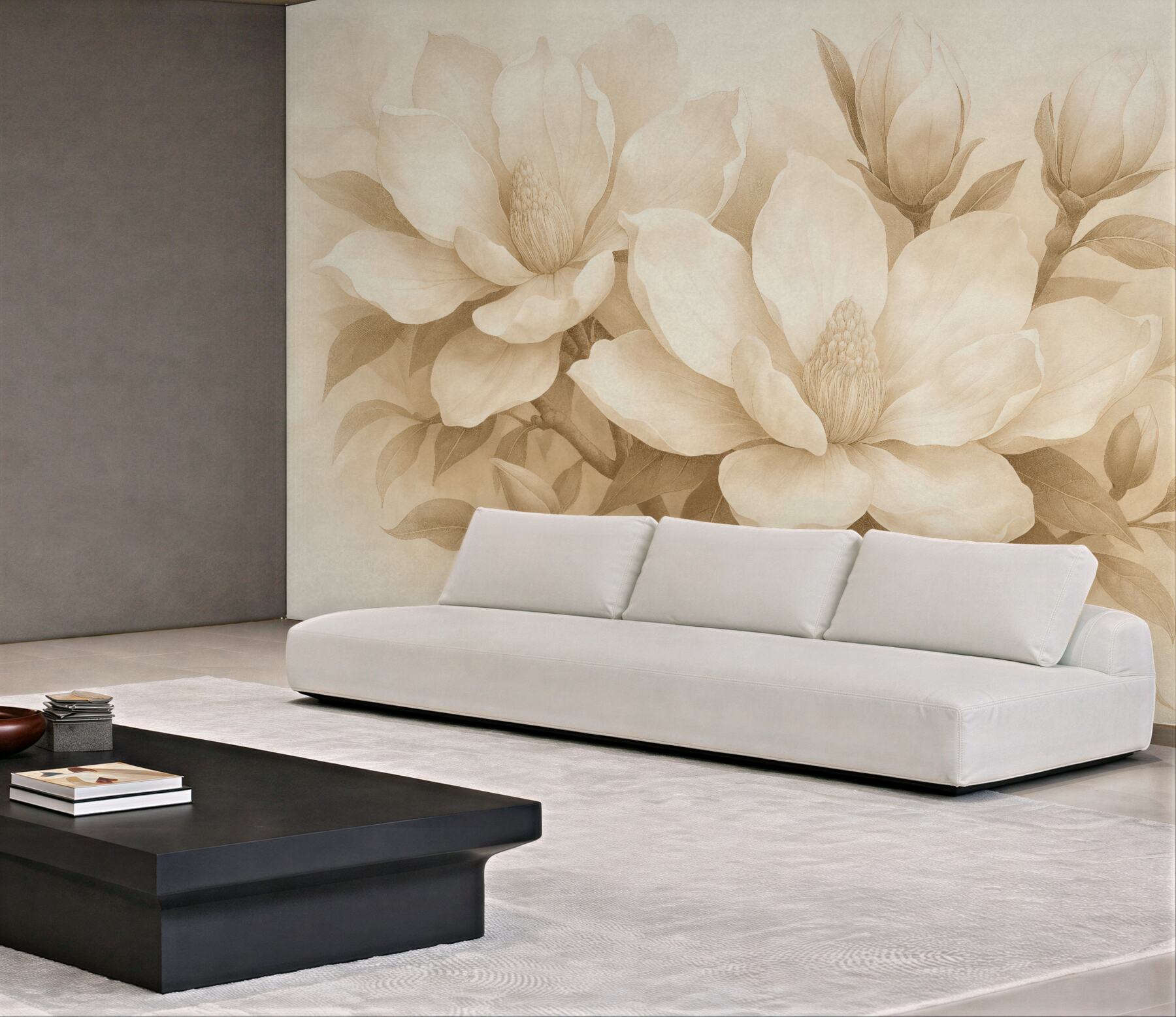 Fototapeta sepiowe magnolie w eleganckim stylu