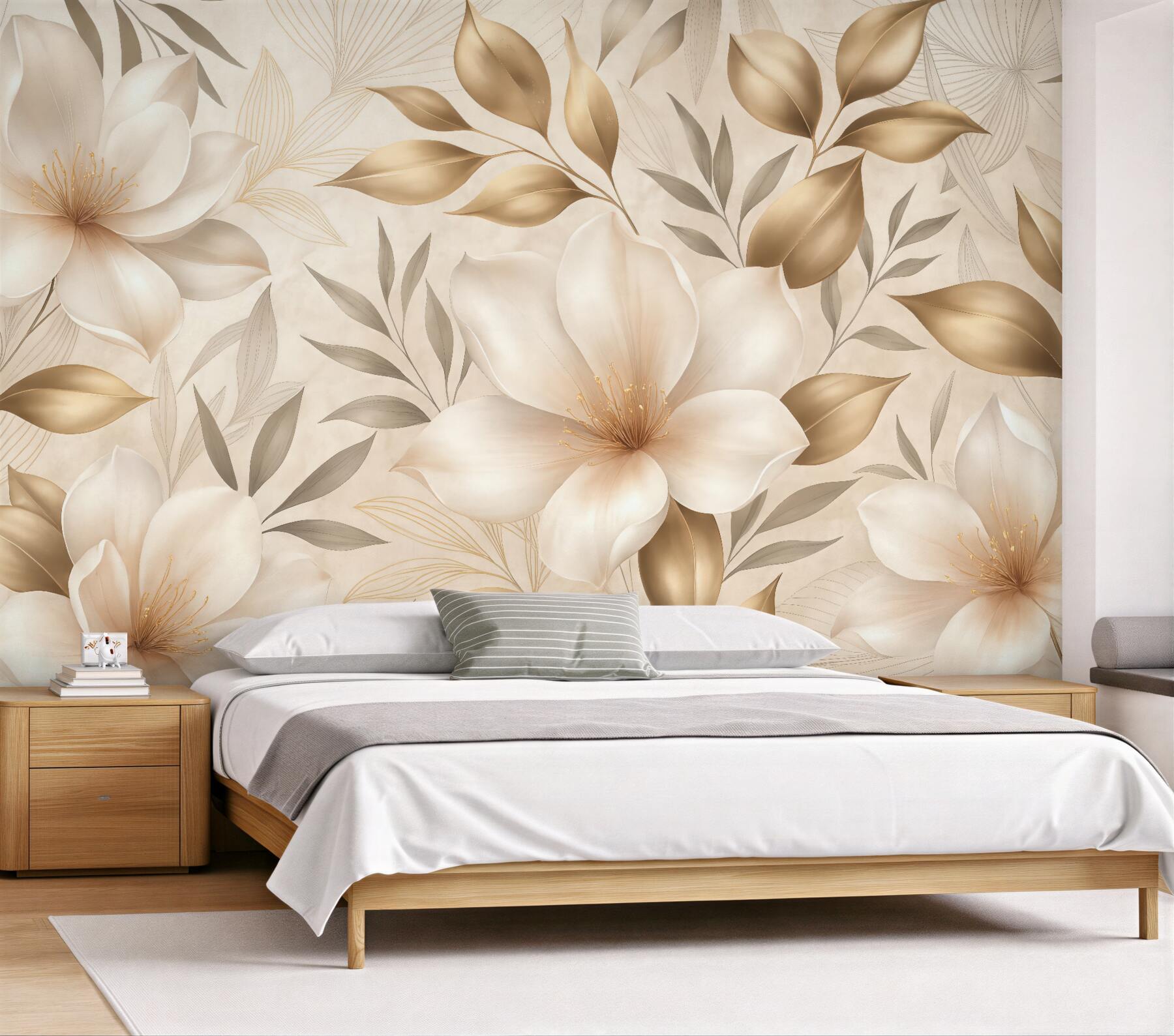 Fototapeta złote magnolie w eleganckim blasku