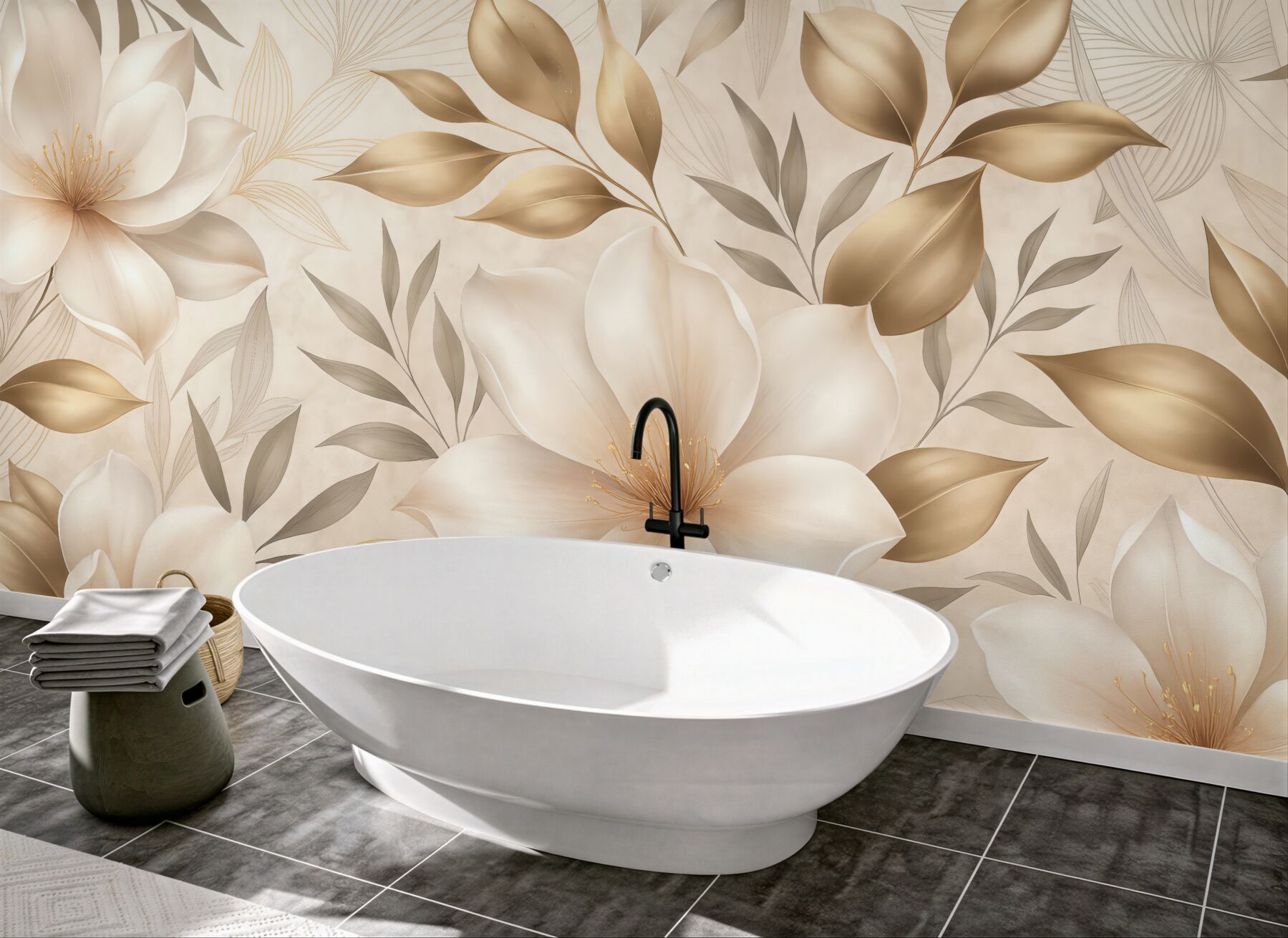 Fototapeta złote magnolie w eleganckim blasku
