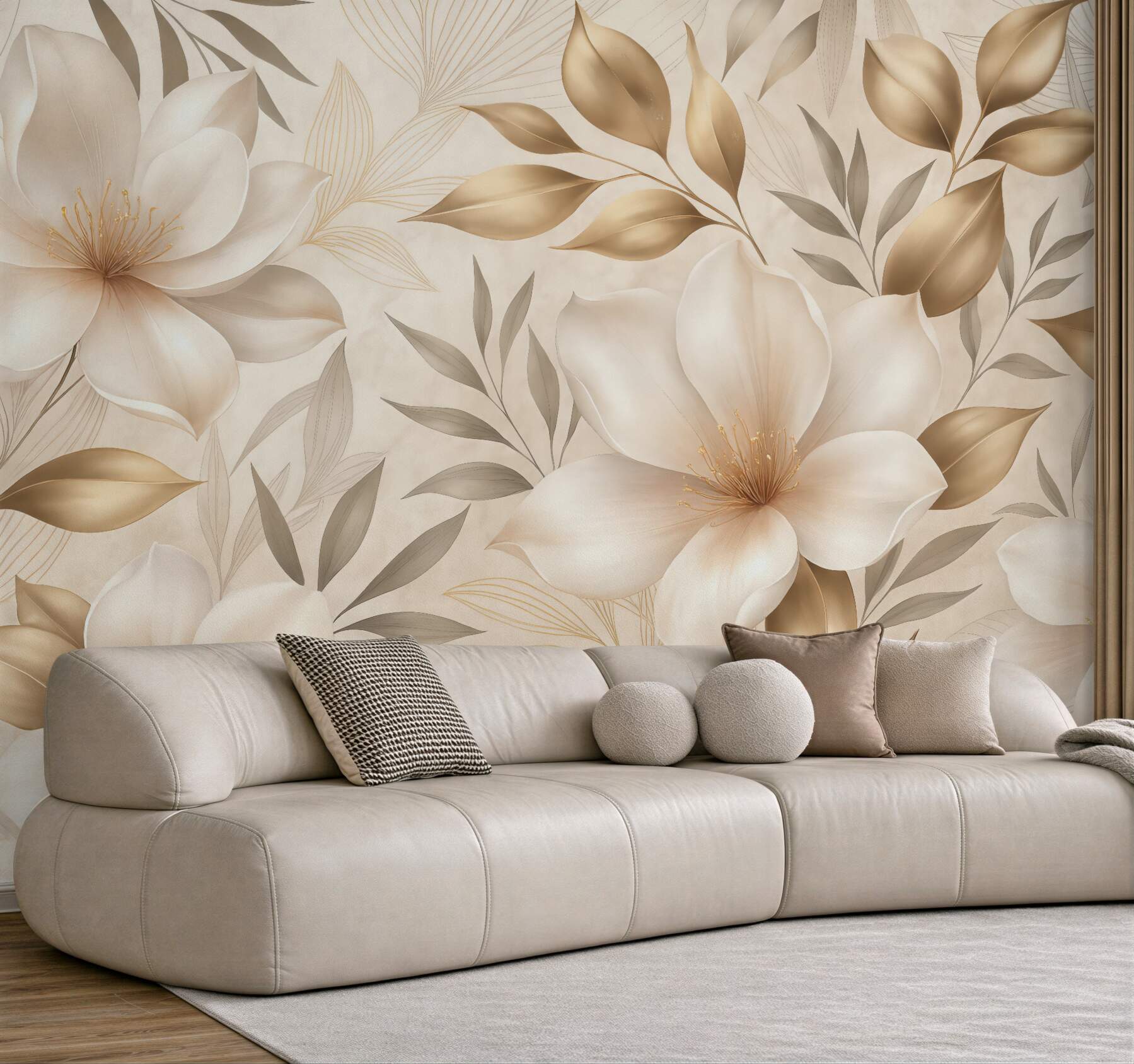 Fototapeta złote magnolie w eleganckim blasku