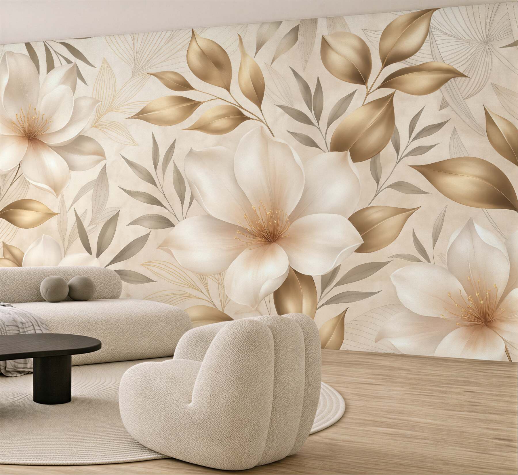 Fototapeta złote magnolie w eleganckim blasku