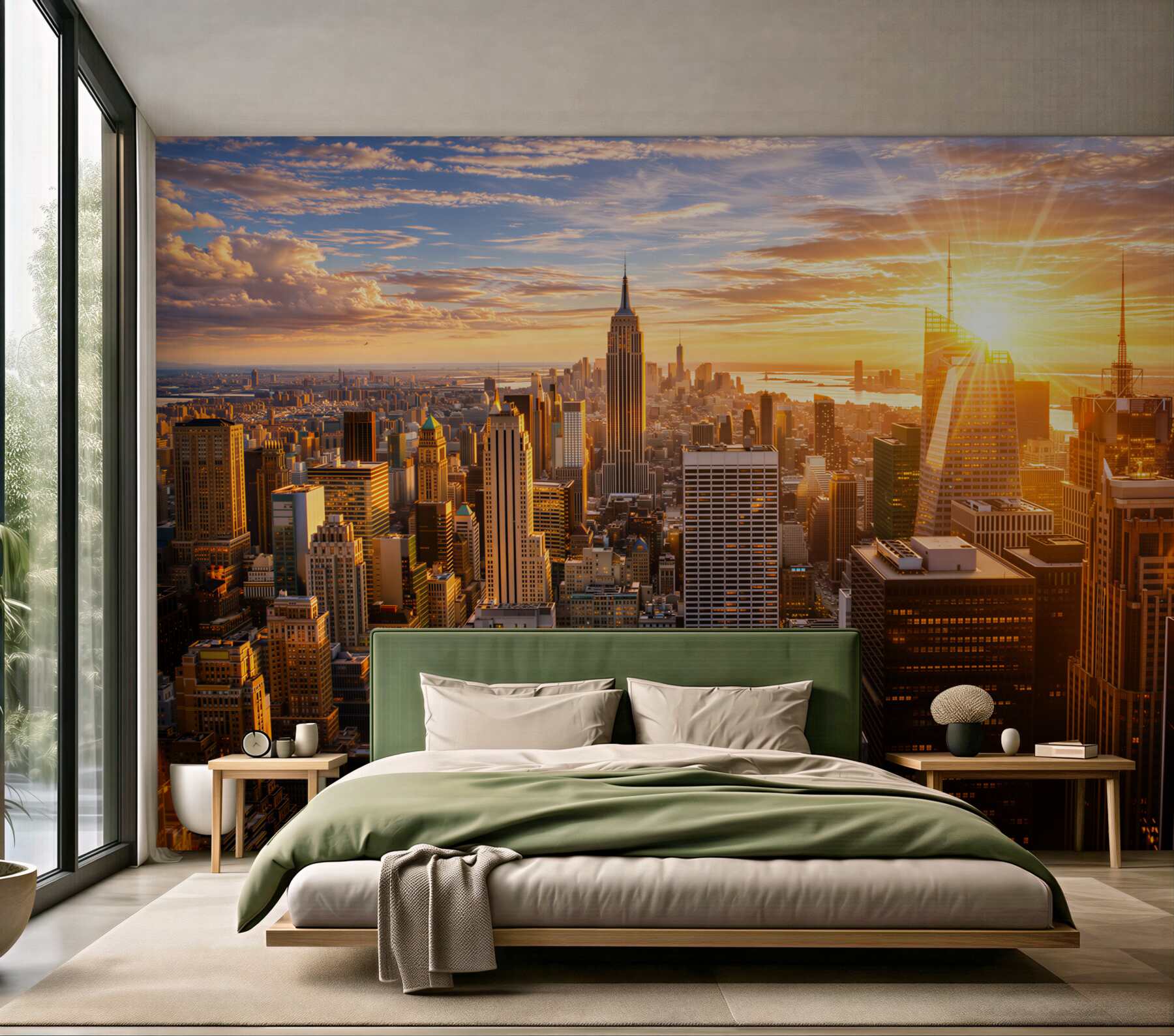 Fototapeta Manhattan o zachodzie słońca złota panorama miasta do salonu