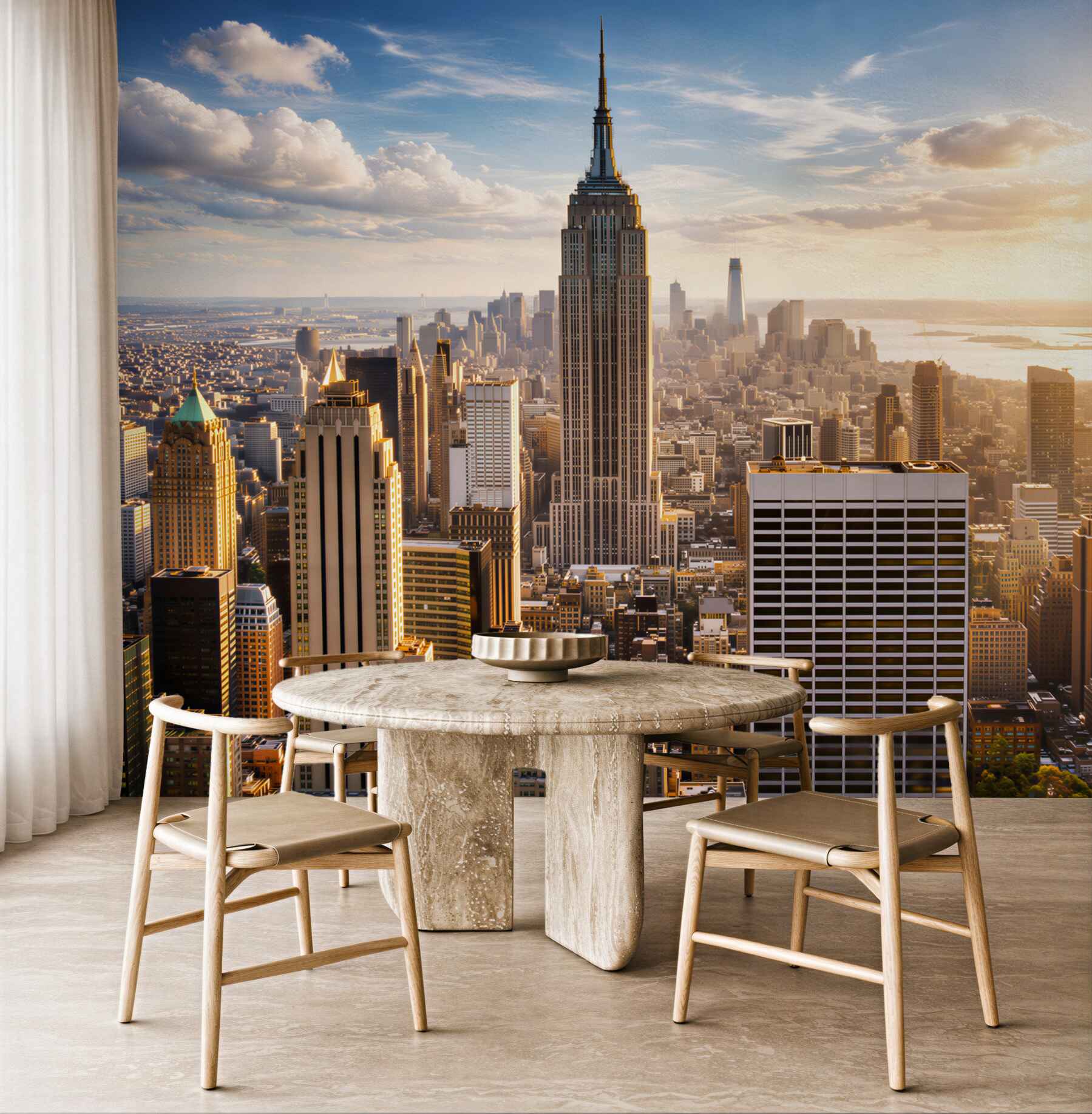 Fototapeta Nowy Jork panorama z Empire State Building w promieniach słońca