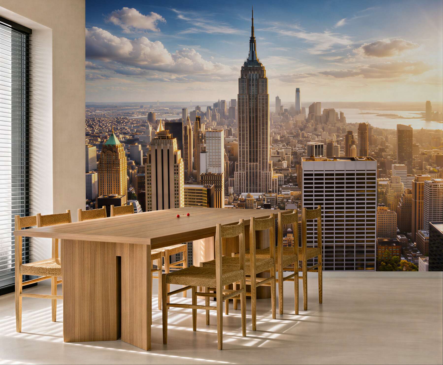 Fototapeta Nowy Jork panorama z Empire State Building w promieniach słońca