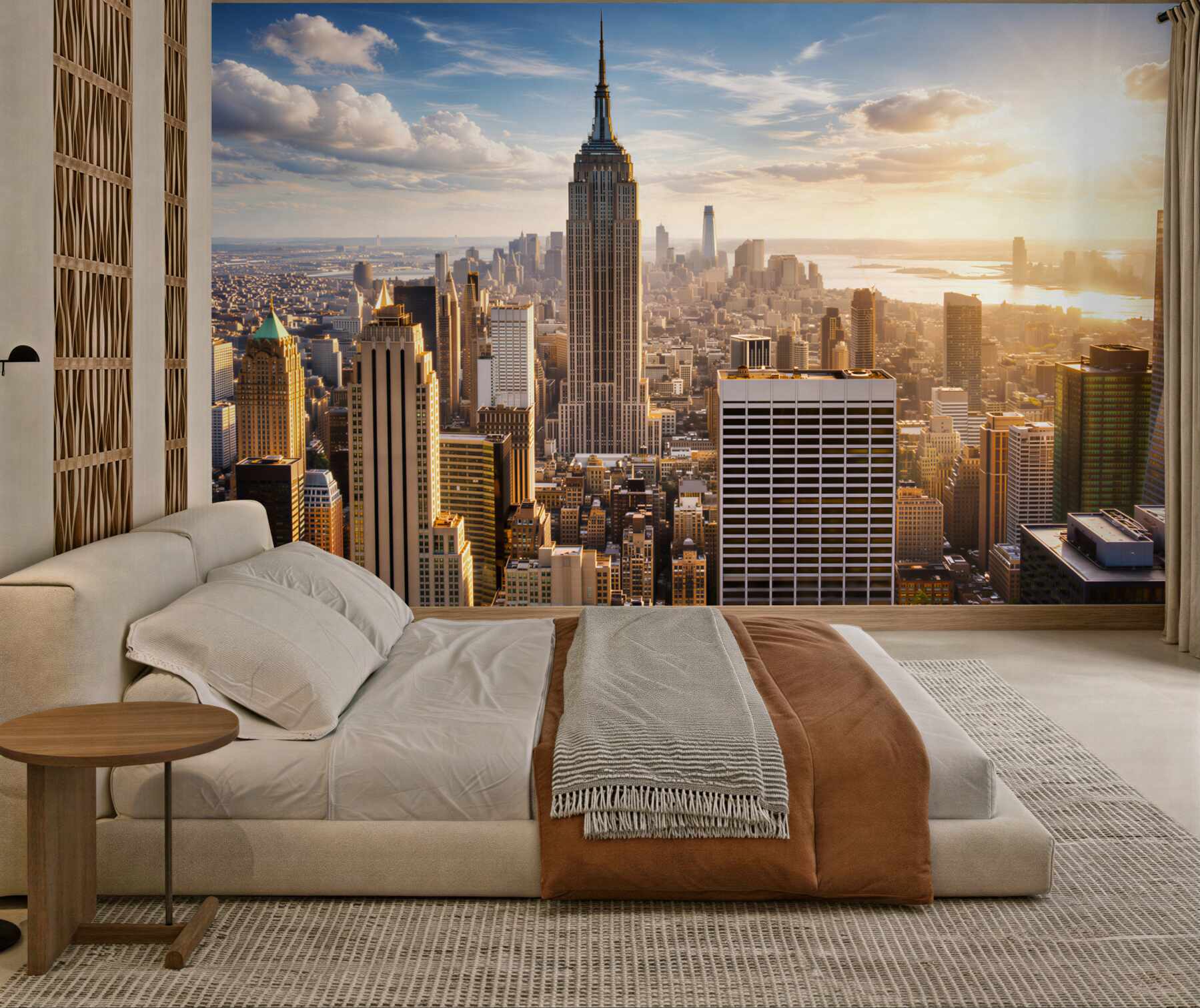Fototapeta Nowy Jork panorama z Empire State Building w promieniach słońca
